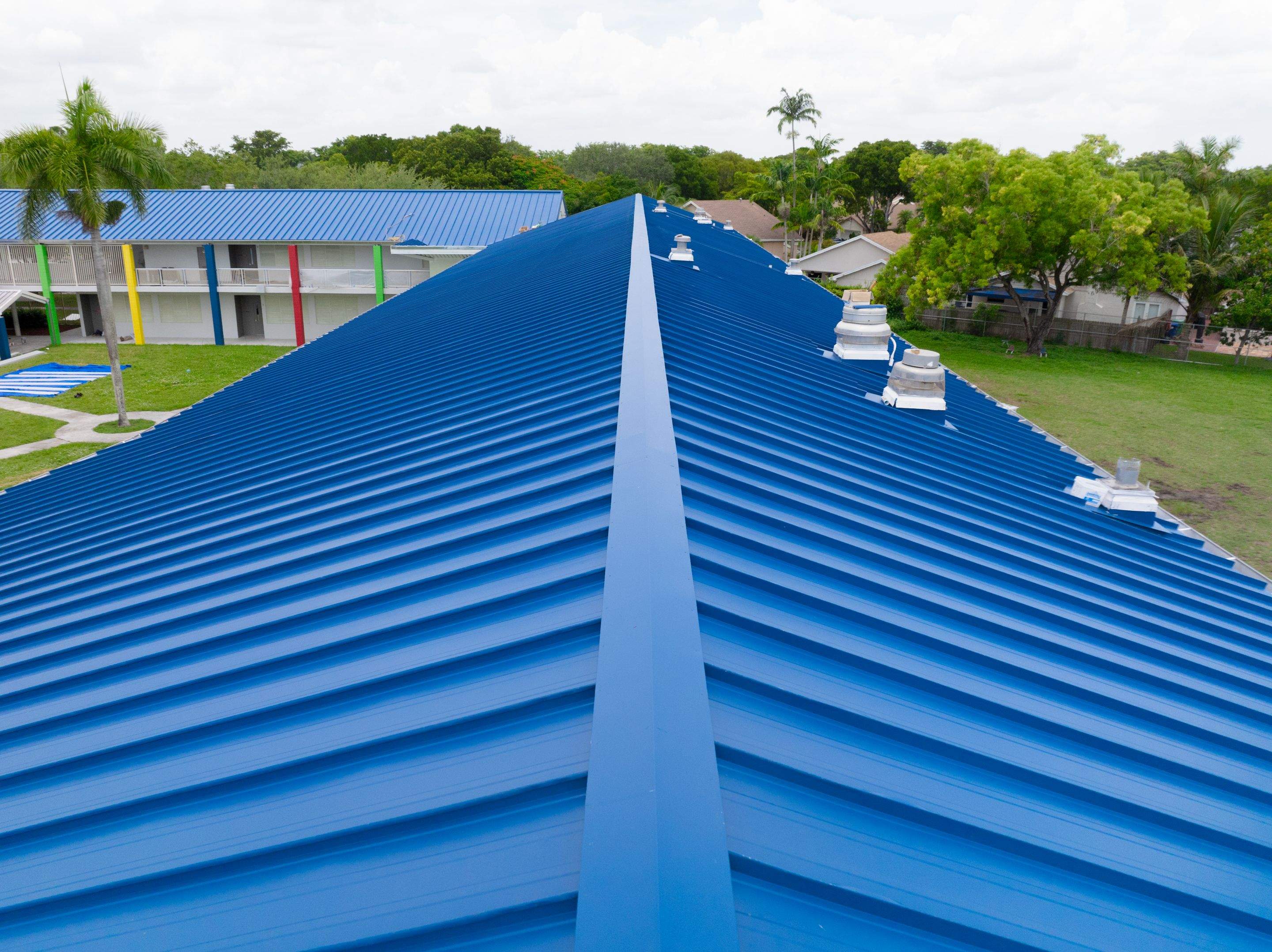 24ga 1.5" Mechanical Seam Slate Blue by Total Roofing System The Metal Roof Experts