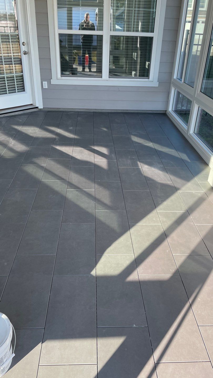 Sunroom Tile 1/3 offset by Footprints Floors of Coastal Carolina