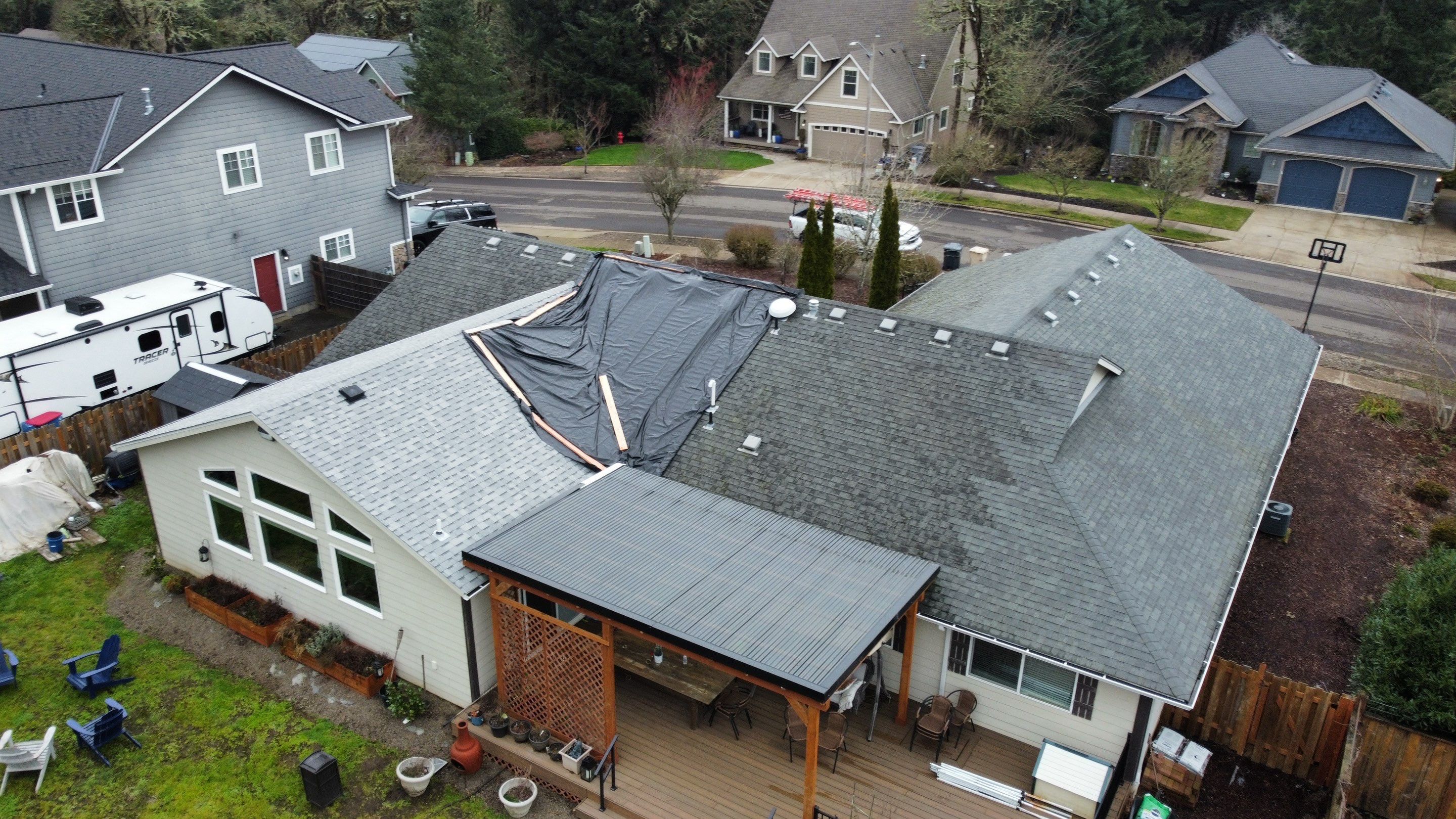 Residential Roofing Installation using IKO Cambridge (Color: Dual Grey) by Orezona Building & Roofing Company, Inc.