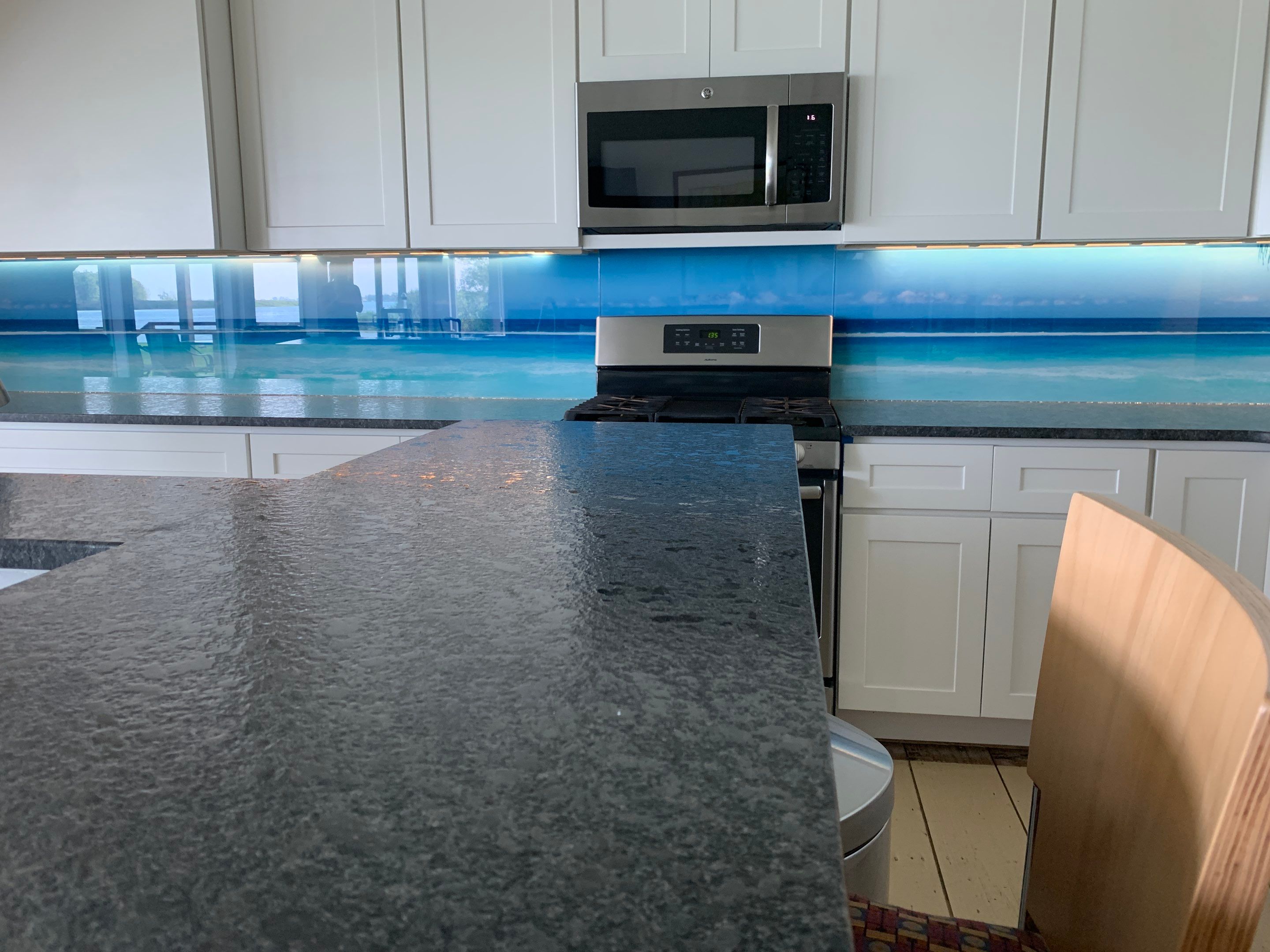 Kitchen Remodel using Maui Beach IMAGIO Solid Glass Backsplash by IMAGIO