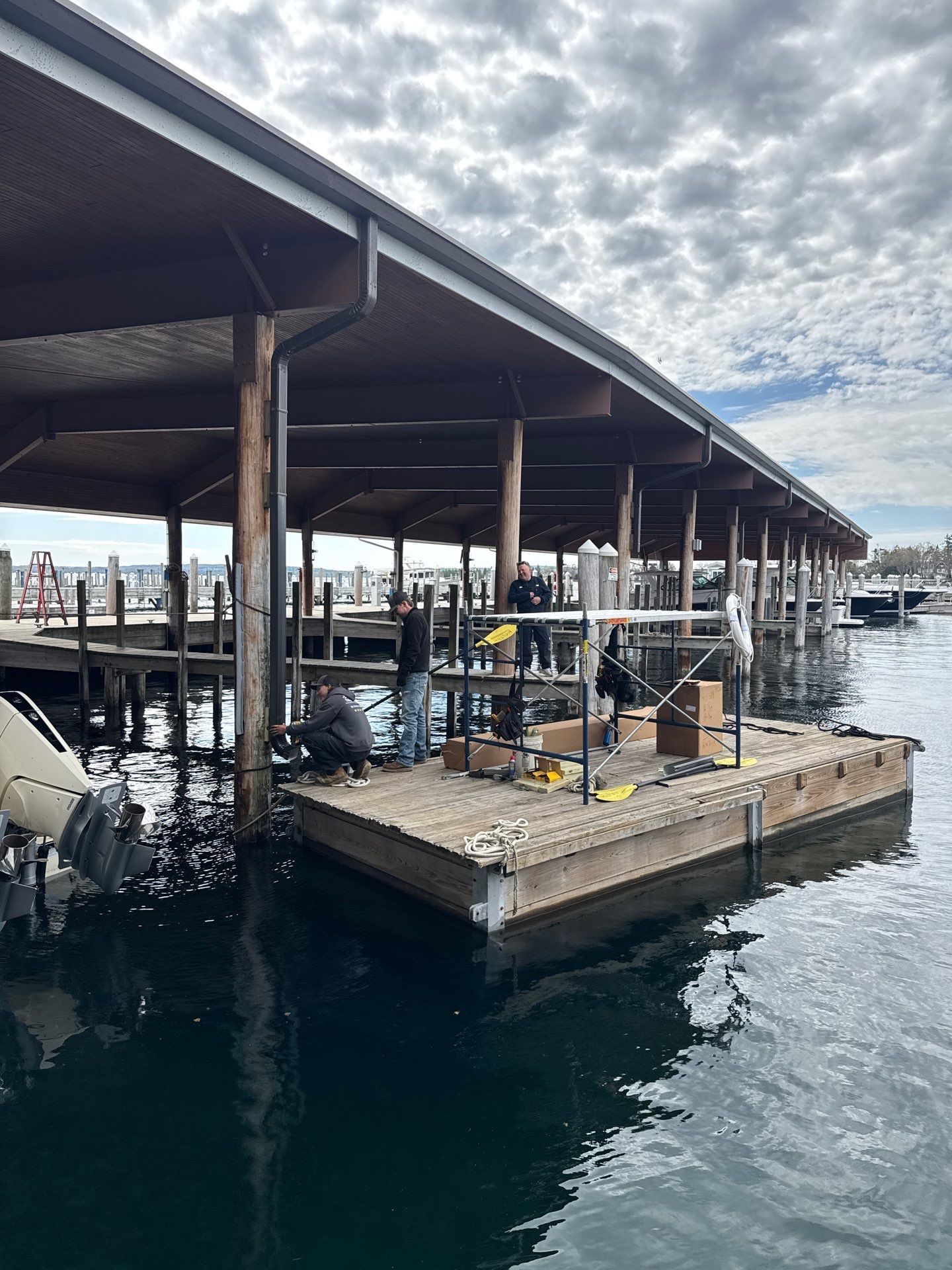 Gutter and Downspout Installation for Harbor Springs Boat House by Rainbow Seamless Systems