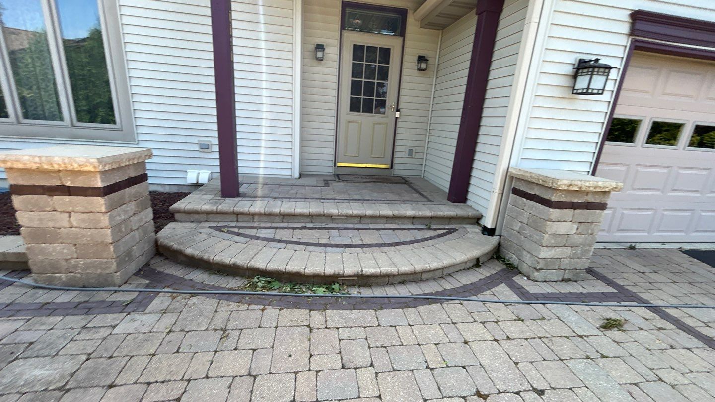 Brick paver clean, sand and seal.  using Polysweep polymeric sand by Northern Power Washing LLC.
