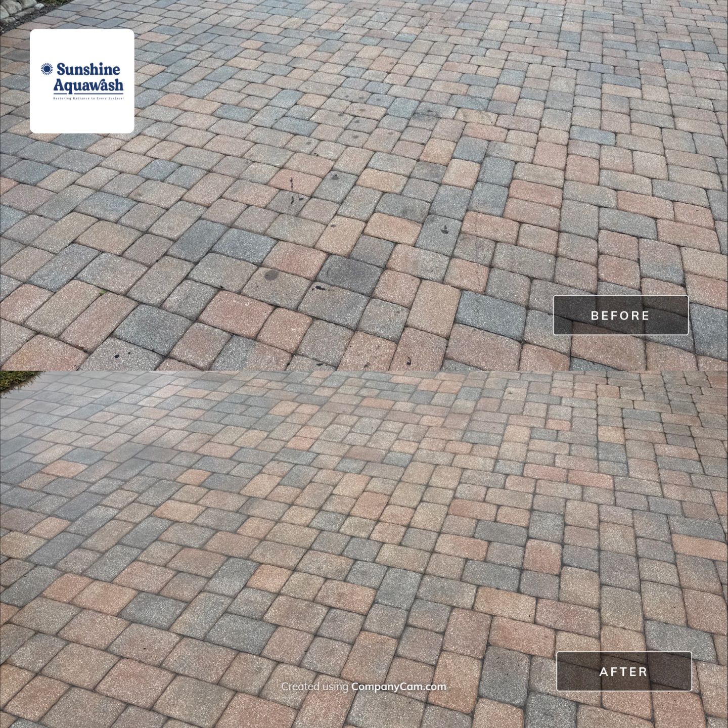 Oil & Tar Removal from Paver Driveway & Entryway by Sunshine AquaWash