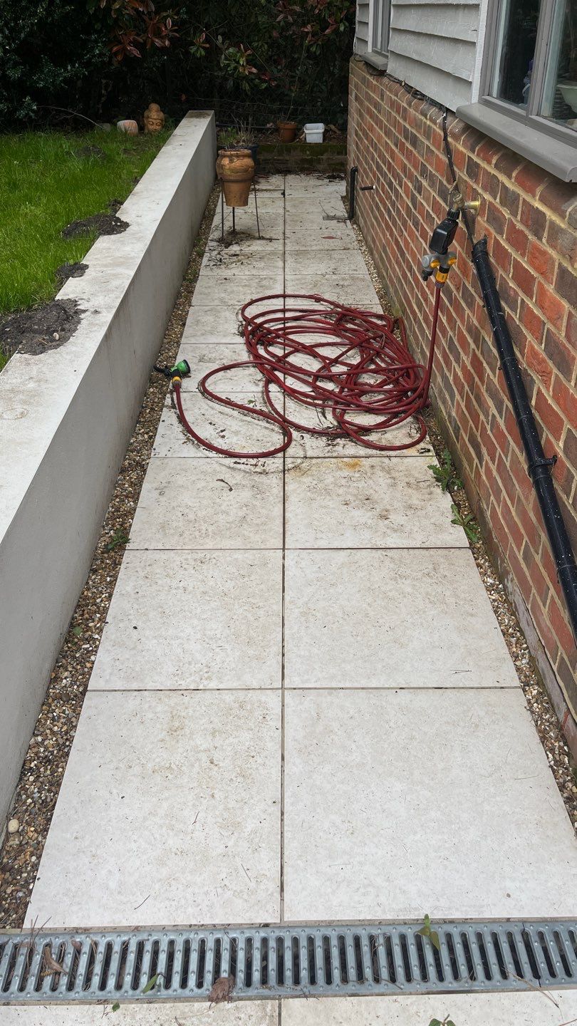 Porcelain Patio Clean using Honda 15lpm Low Pressure Washing Machine by Ges Exterior Cleaning ltd
