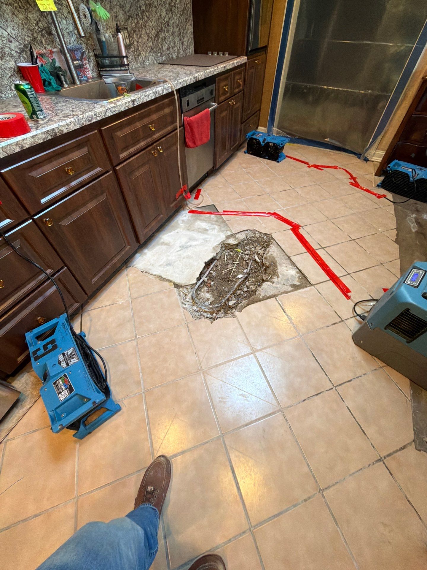 Water Damage slab leak by Newhouse Restoration