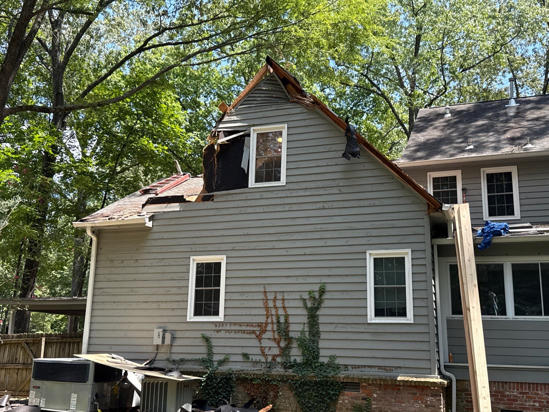 Collierville Roof Replacement Following Major Tree Impact Damage with interior repairs by Revival Roofing Services