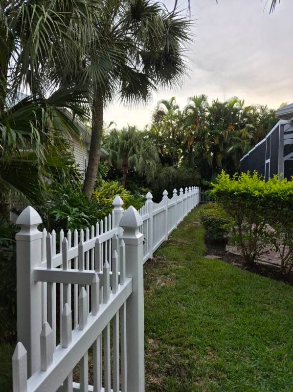 White Vinyl Picket and Privacy Fence Installation in Fort Myers by True Fence LLC