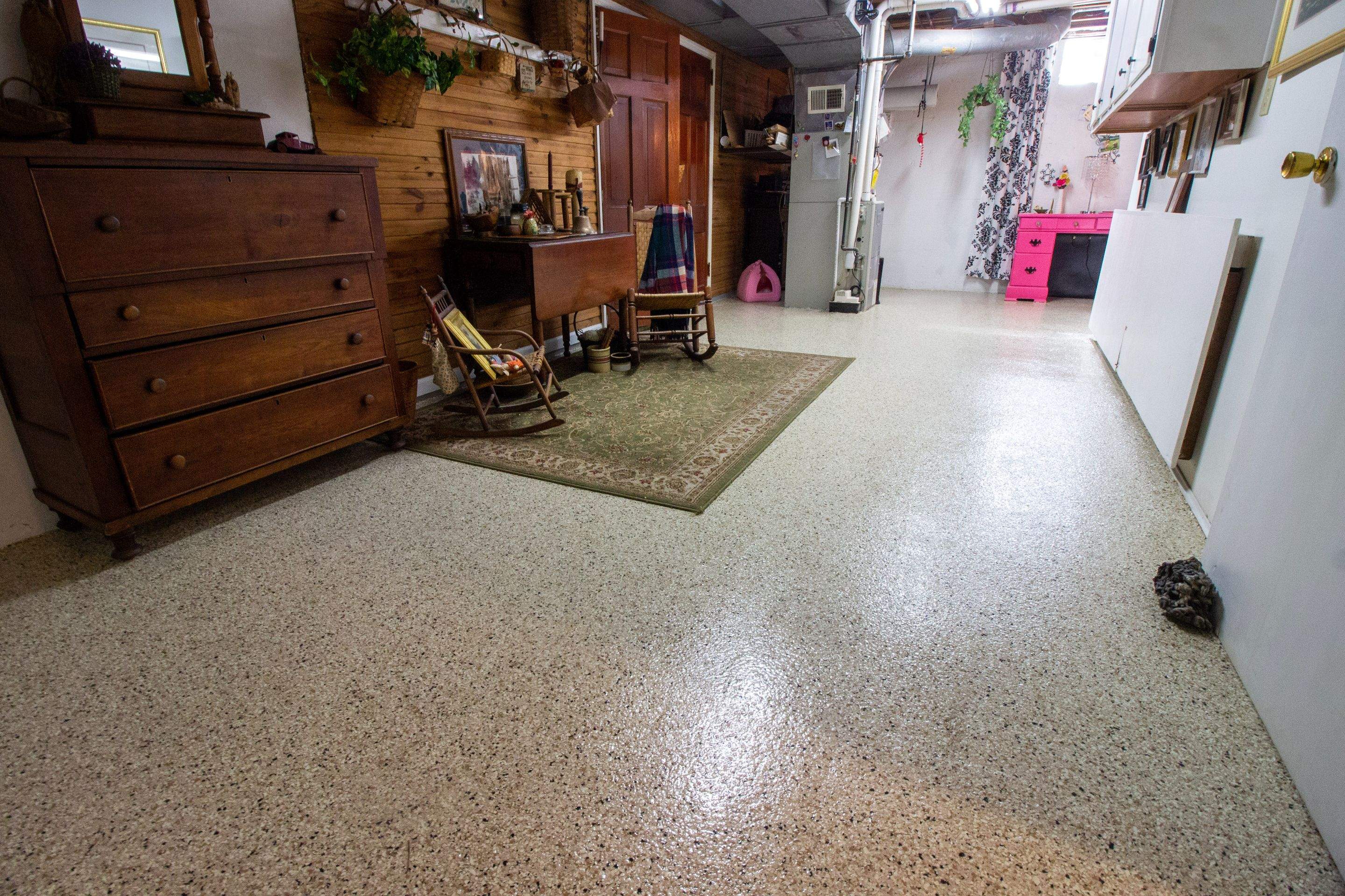 Basement Floor using Driftwood by Your1DayFloor.com