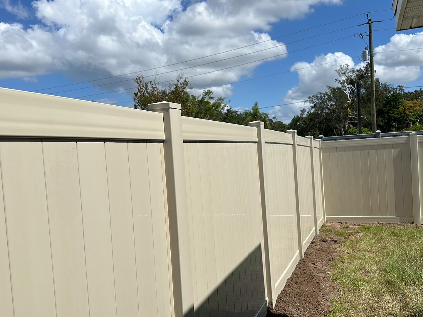 Vinyl Fence Installation using Tan Vinyl Privacy Fence by Asap fence and gates, LLC