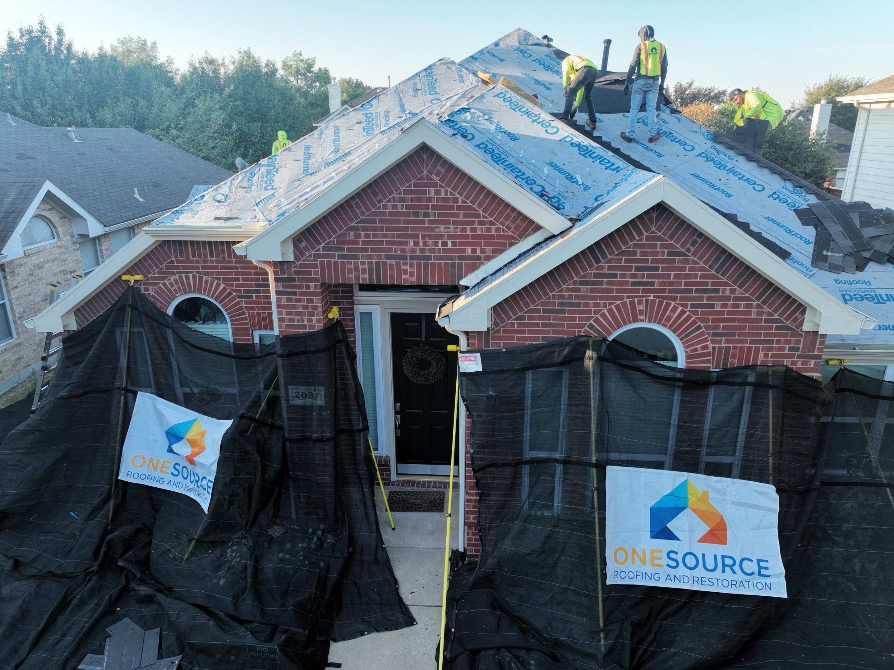 Residential Roofing Installation using GAF Timberline HDZ Charcoal by OneSource Roofing and Restoration