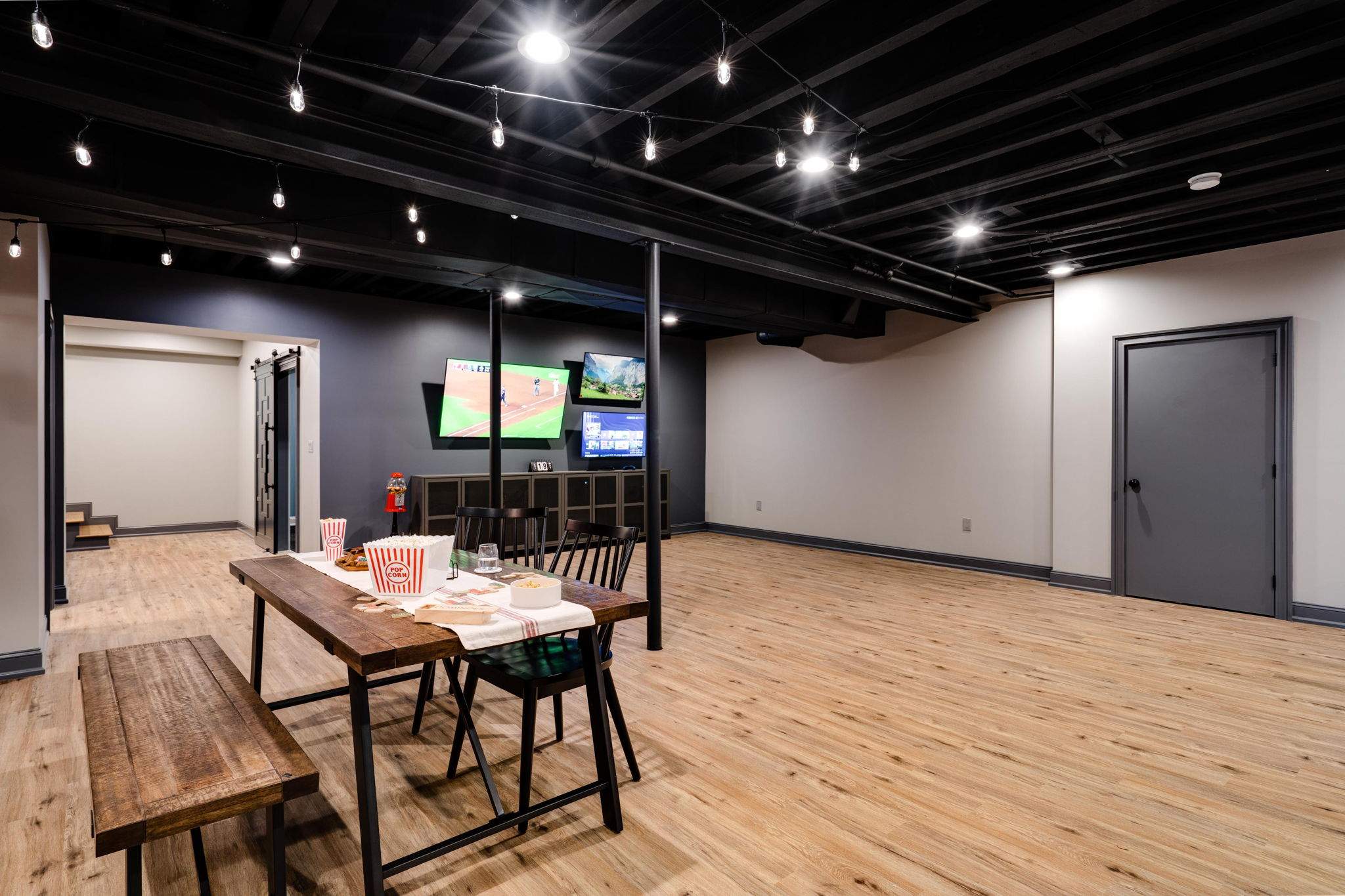 Basement Remodel using Open Ceiling at the Murphy's by MCL Carpentry and Construction