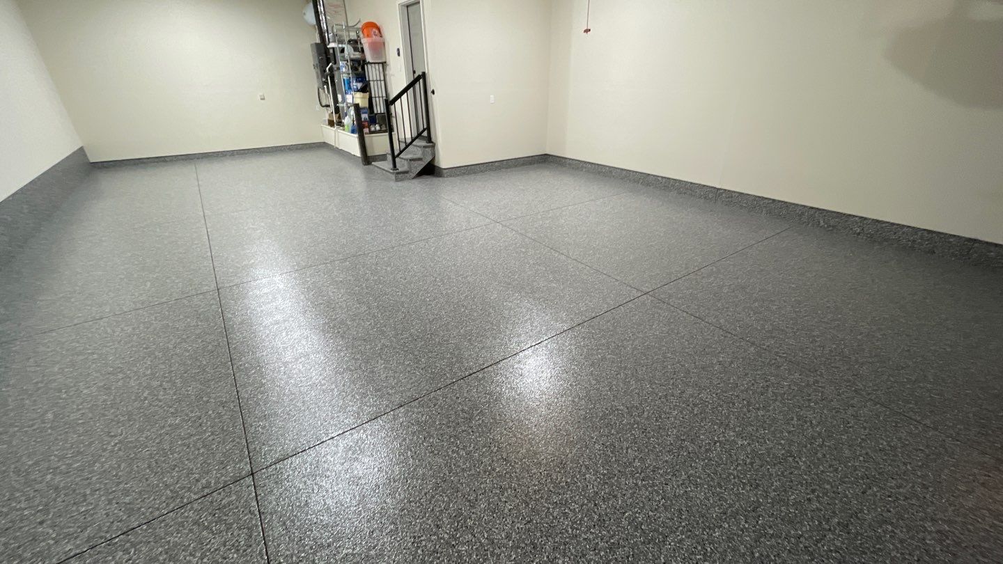 Garage Transformation using Smoke Colorway by Croc Coatings, LLC