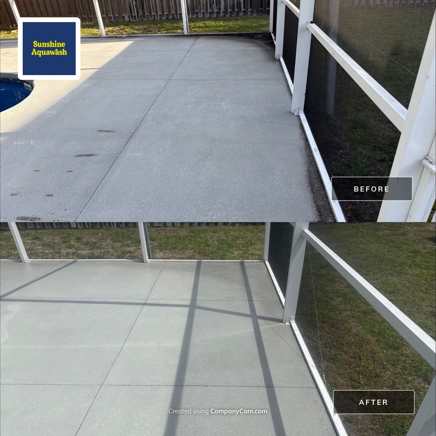 Painted Pool Deck & Pool Cage Cleaning in Allendale – Bradenton, FL by Sunshine AquaWash