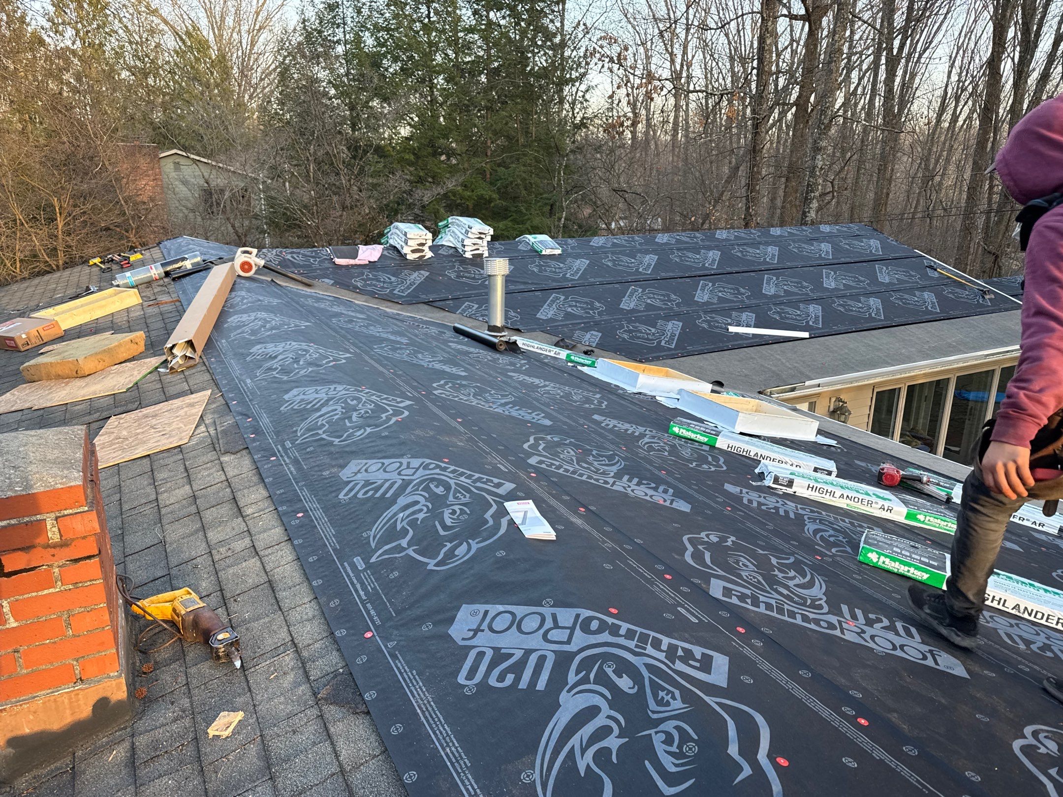 Residential Roofing Installation using Malarkey Vista AR Shingles (Black Oak) by Koontz Construction