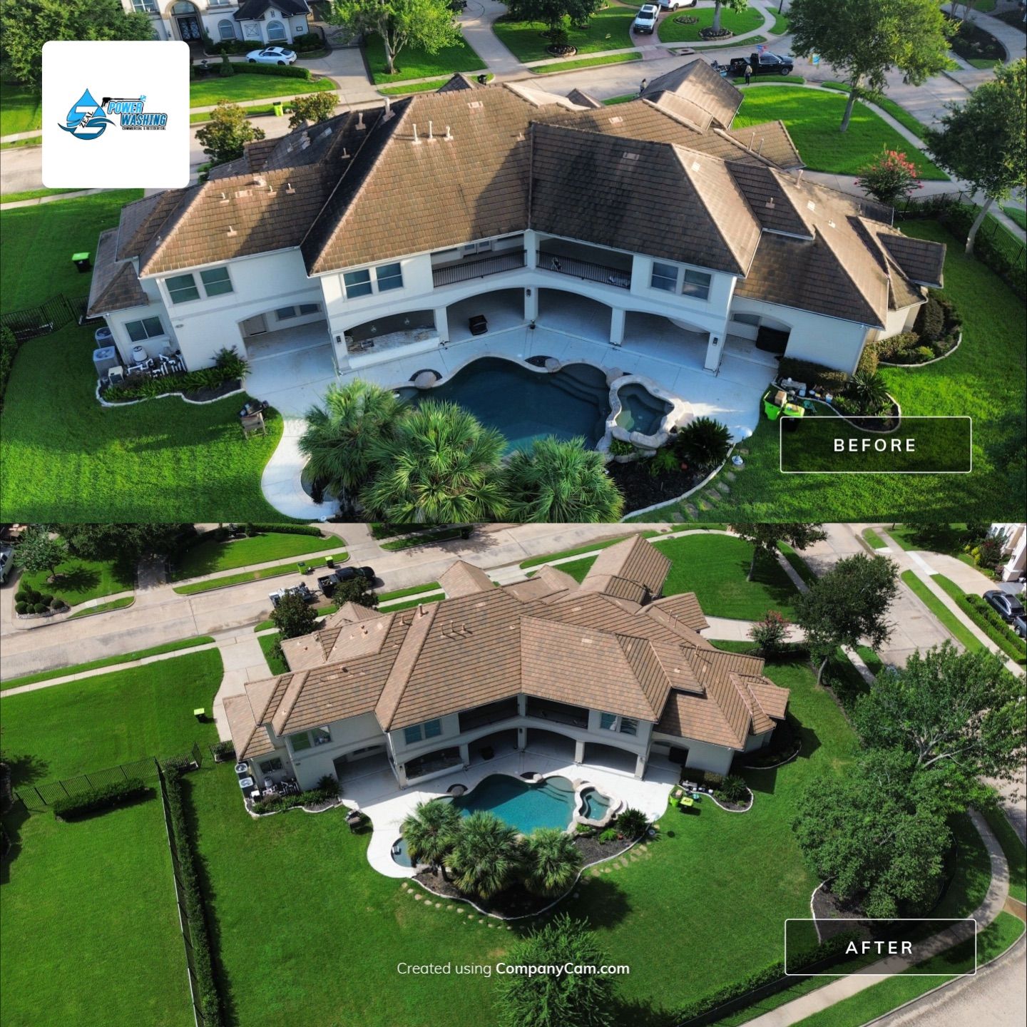 Full Exterior Cleaning and Roof Restoration for Missouri City Estate by Zeal Power Washing