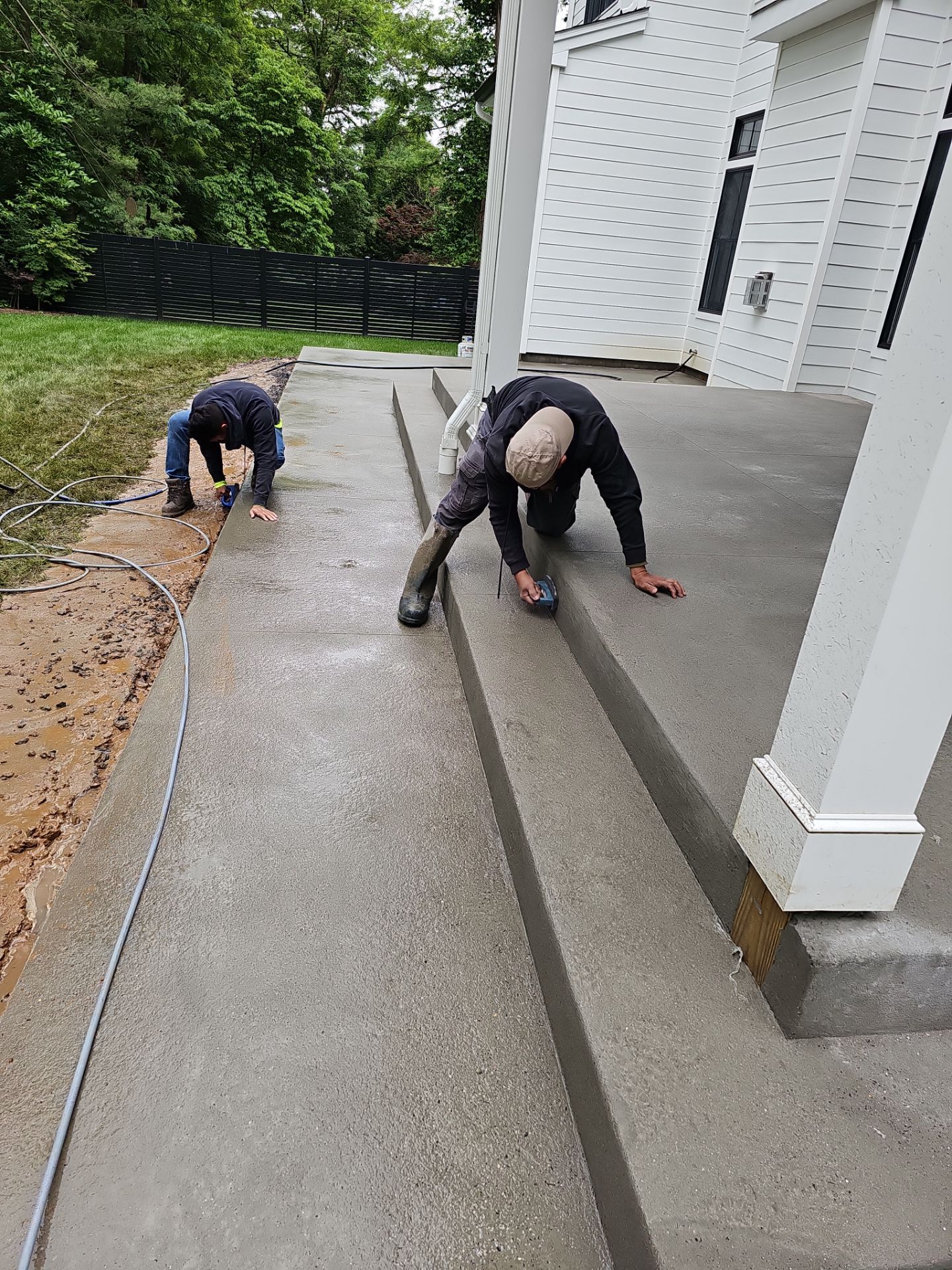 Modern Etched Concrete Back Patio in Princeton NJ by Architectural Concrete Design