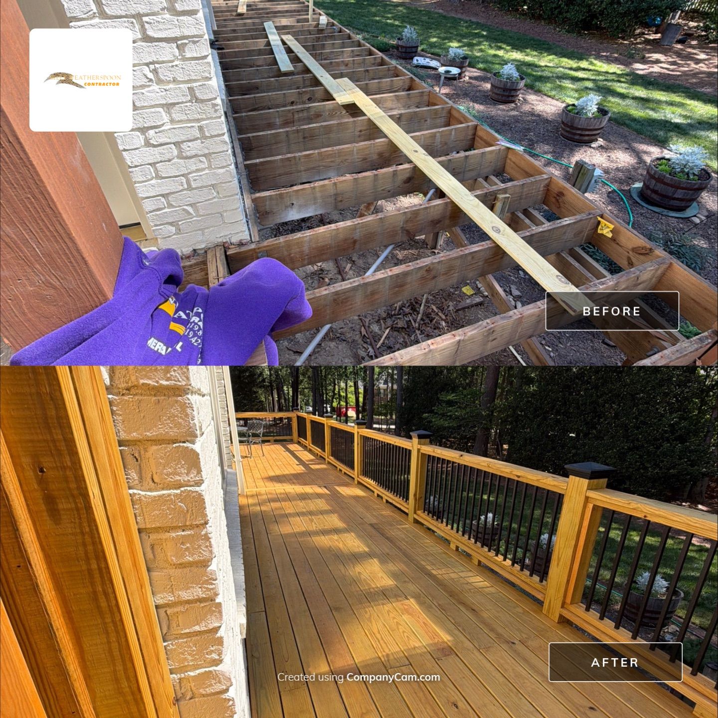 Deck Stain, Round Balusters & Screened Porch Transformation by Billy Weatherspoon Contractor