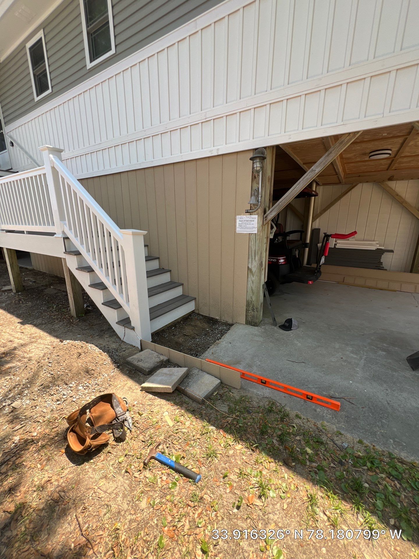 Exterior Stair Repair and Sidewalk Installation in Oak Island, NC by RGR Construction and Roofing, LLC