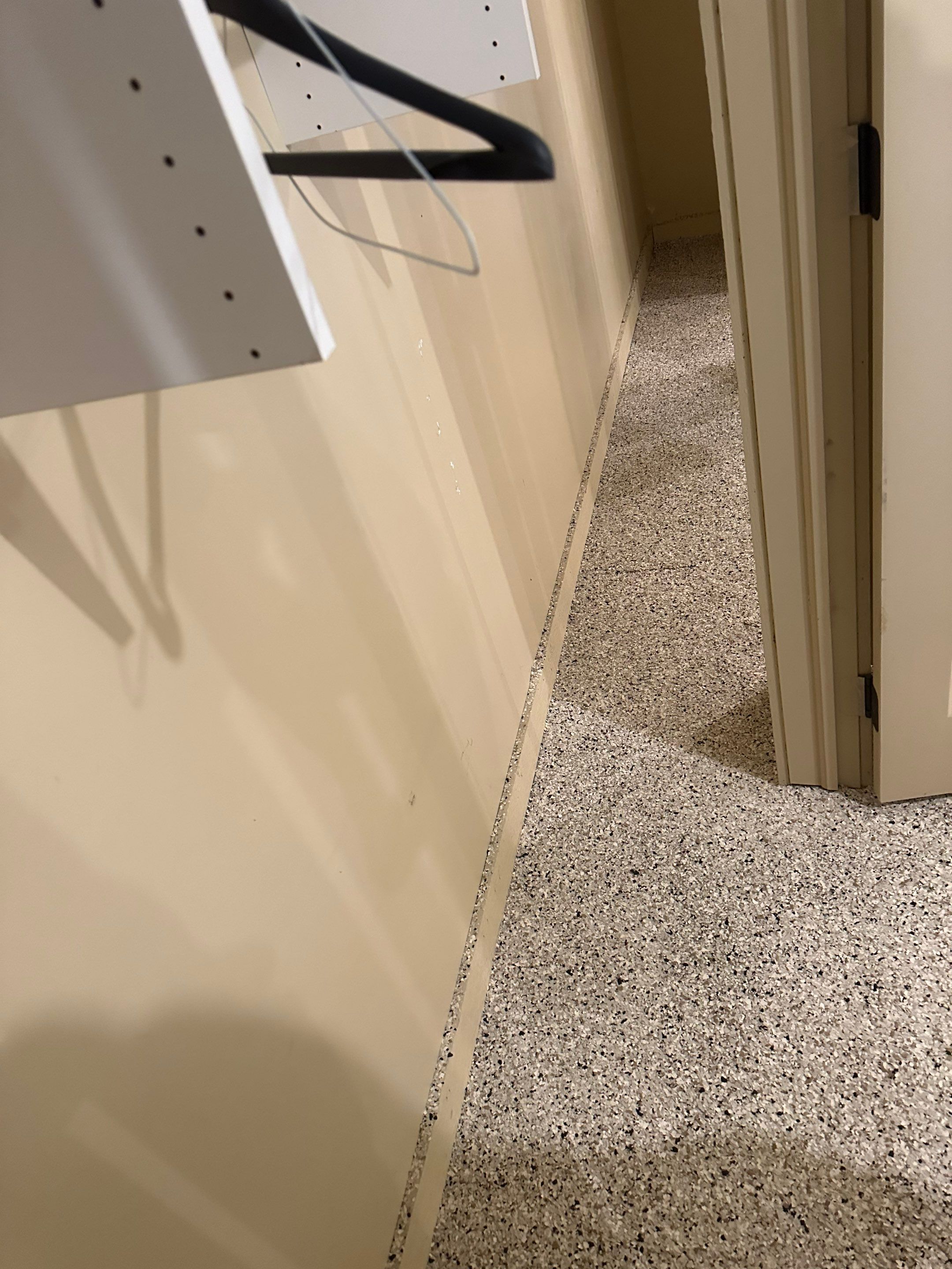 Sioux Falls Garage Floor Concrete Coating with Shoreline Flake Finish by Select Painting, Coatings & Garage Cabinets