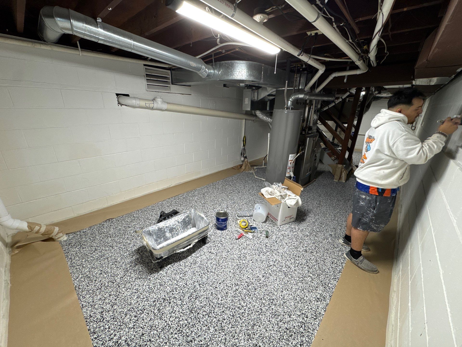 Repaint Walls and Apply Epoxy Flooring by Midwest Paint LLC