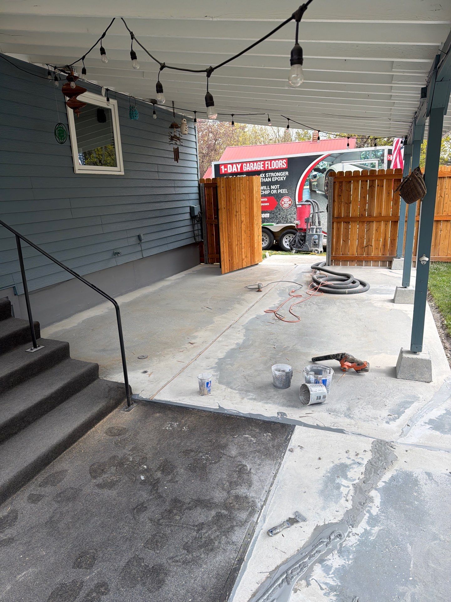 Newport Patio Transformation with Slatestone Industrial Chip Coating by Croc Coatings, LLC