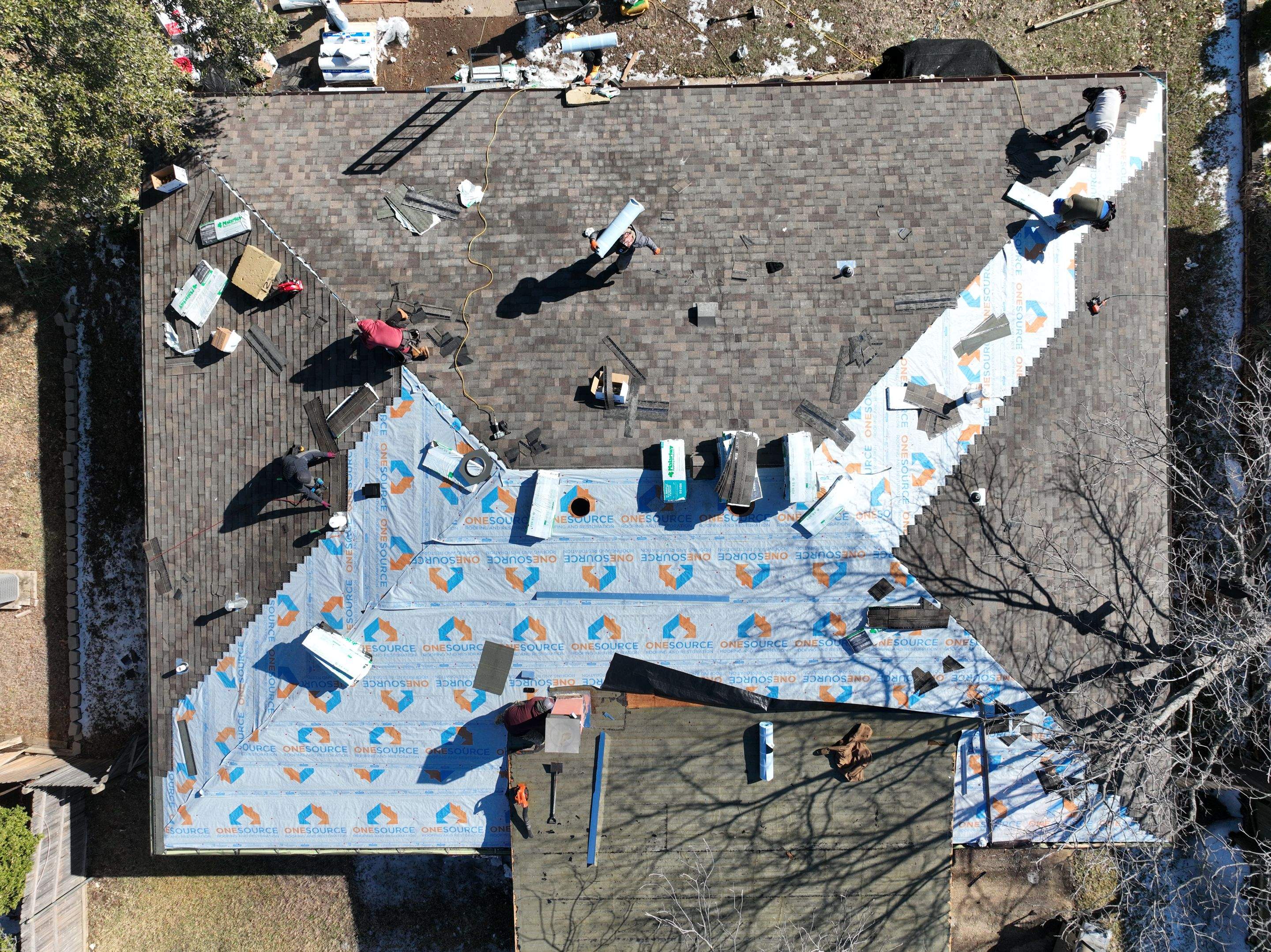 Residential Roofing Installation using Malarkey Highlander Natural Wood by OneSource Roofing and Restoration