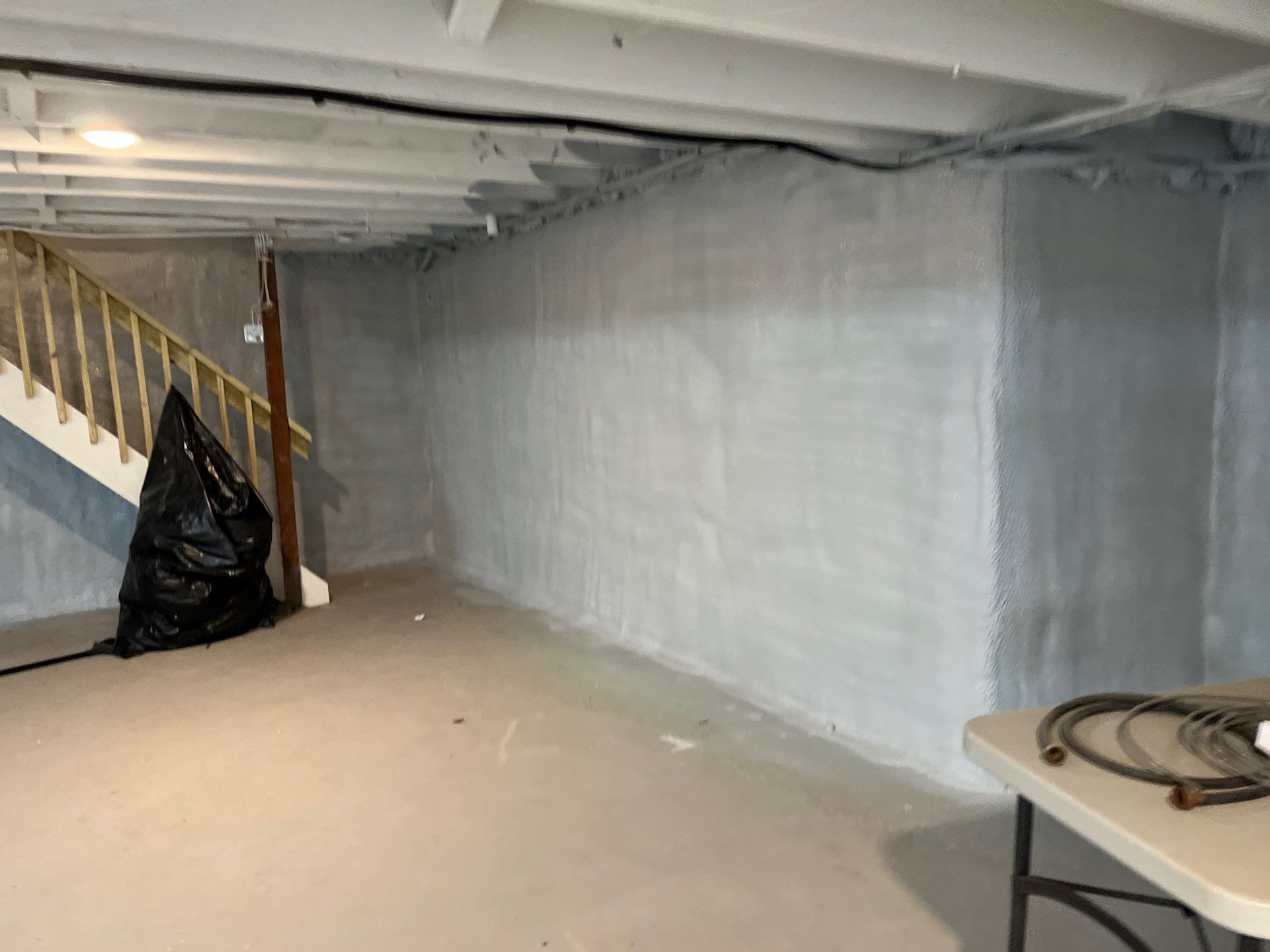 Basement Exterior Walls using Closed Cell Spray Foam by NYS Foam & Energy