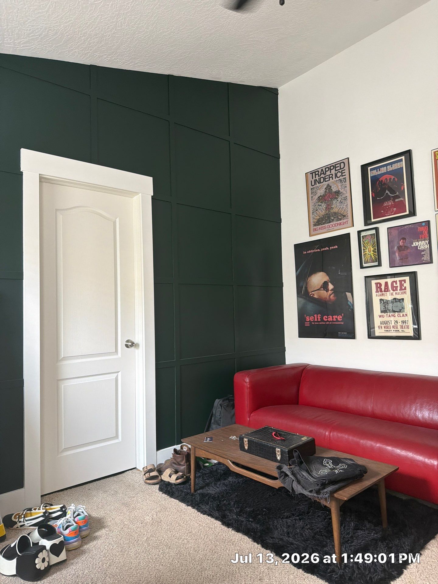Dark Green Grid Accent Wall and Door Trim in South Salt Lake by CompanyCam Sales Demo