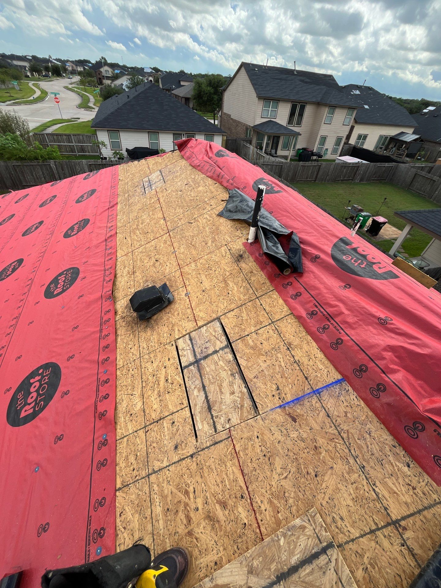Reroof after Hurricane Beryl by Berry Good Roofing 