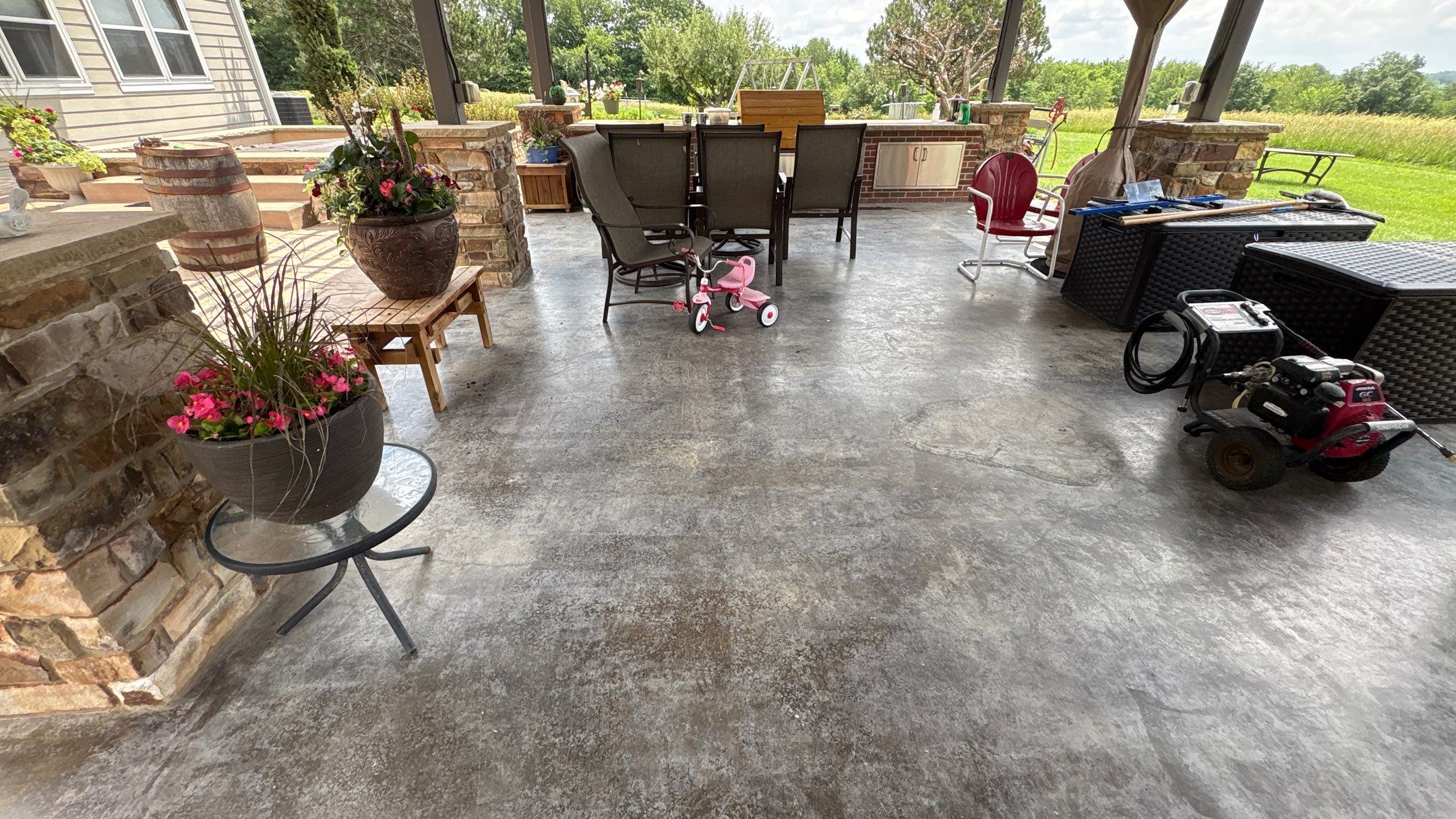 Custom Back Patio Resurface - Kearney, MO by Big Red Decorative Concrete, LLC