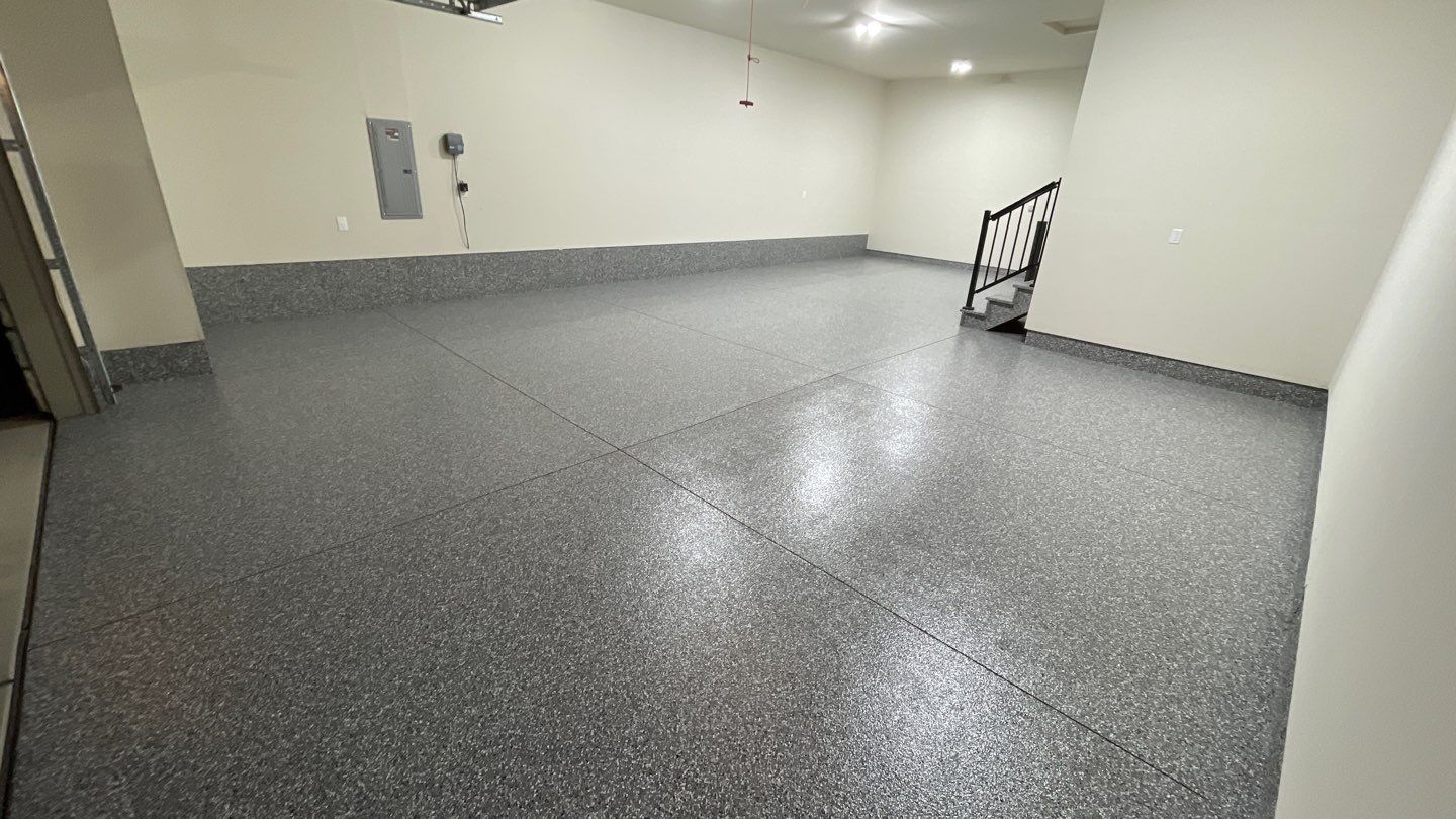 Garage Transformation using Smoke Colorway by Croc Coatings, LLC