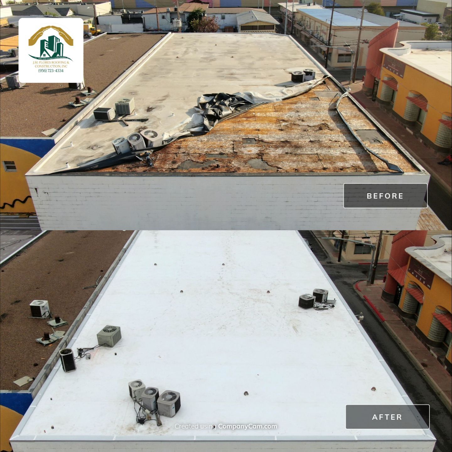 Commercial Roofing Installation using Thermoplastic Polyolefin - GAF  by JM Flores Roofing & Construction, Inc