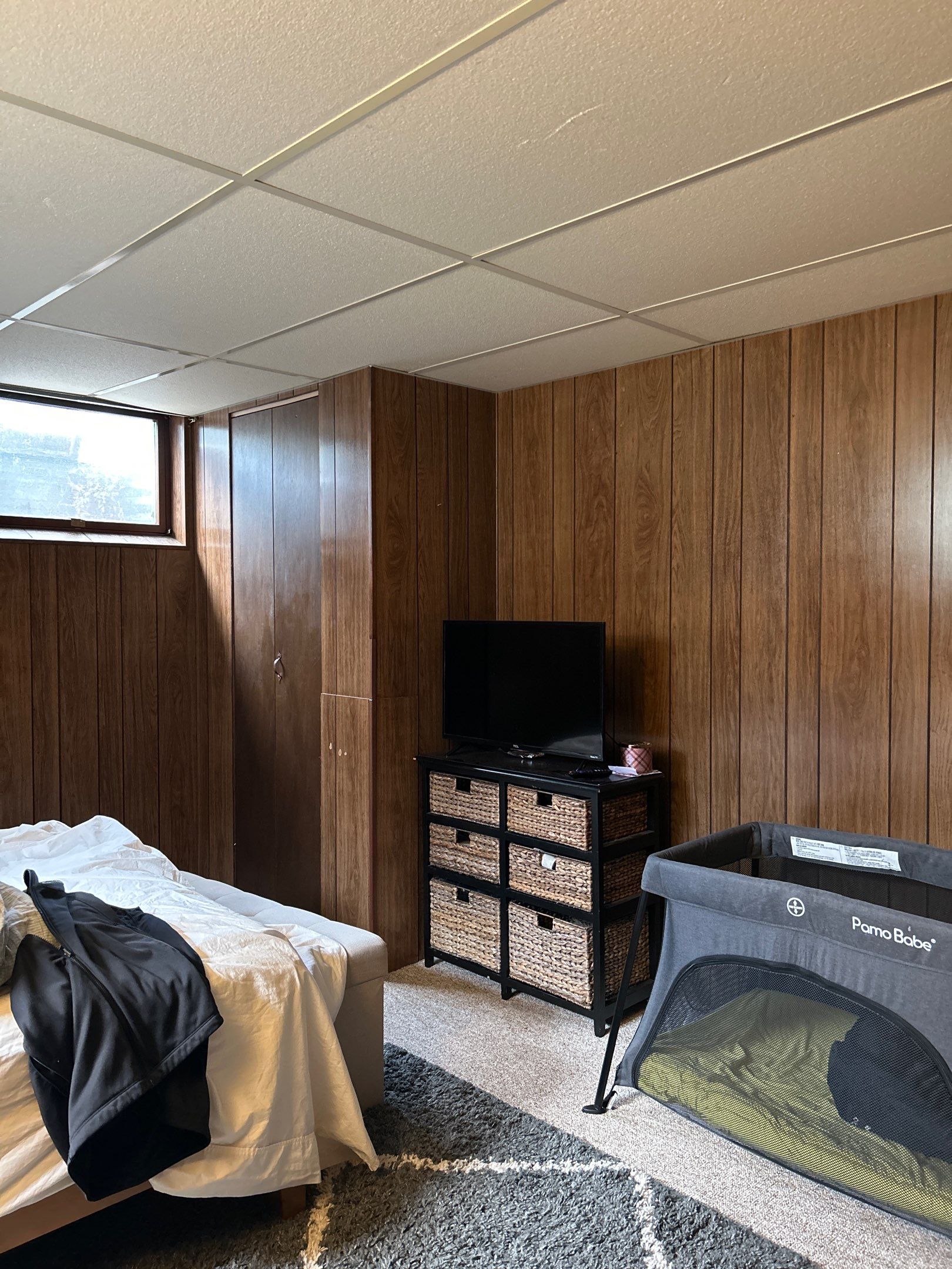 Basement Bedroom Interior Assessment and Ceiling Repair in Lincoln by CompanyCam Sales Demo