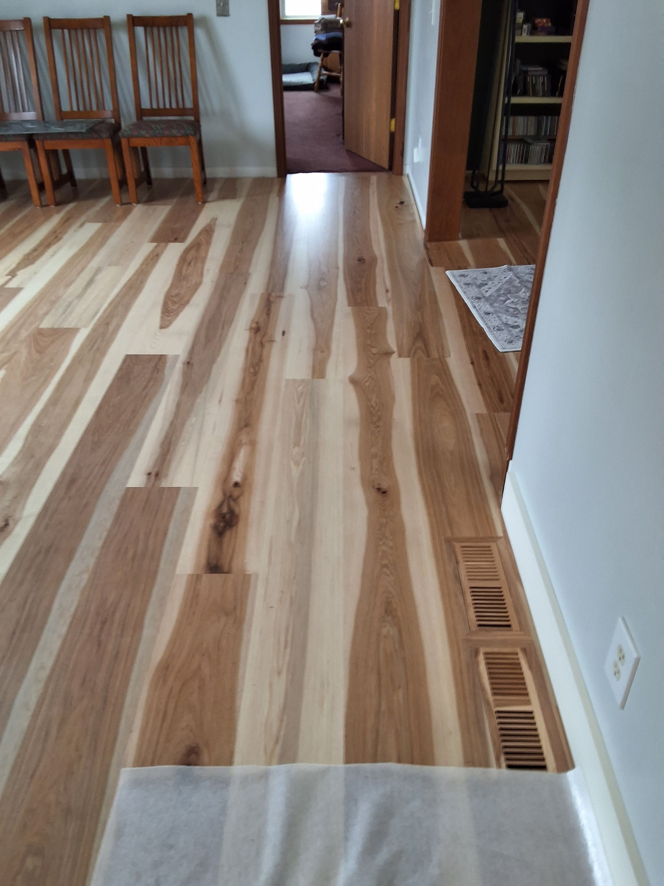 Wide plank natural calico hickory by Ann Arbor Hardwoods 