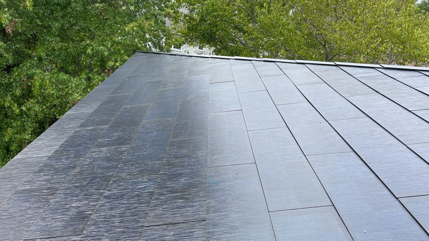 Tesla Solar Roof  using Tesla Solar Roof V3 tiles by American Home Contractors