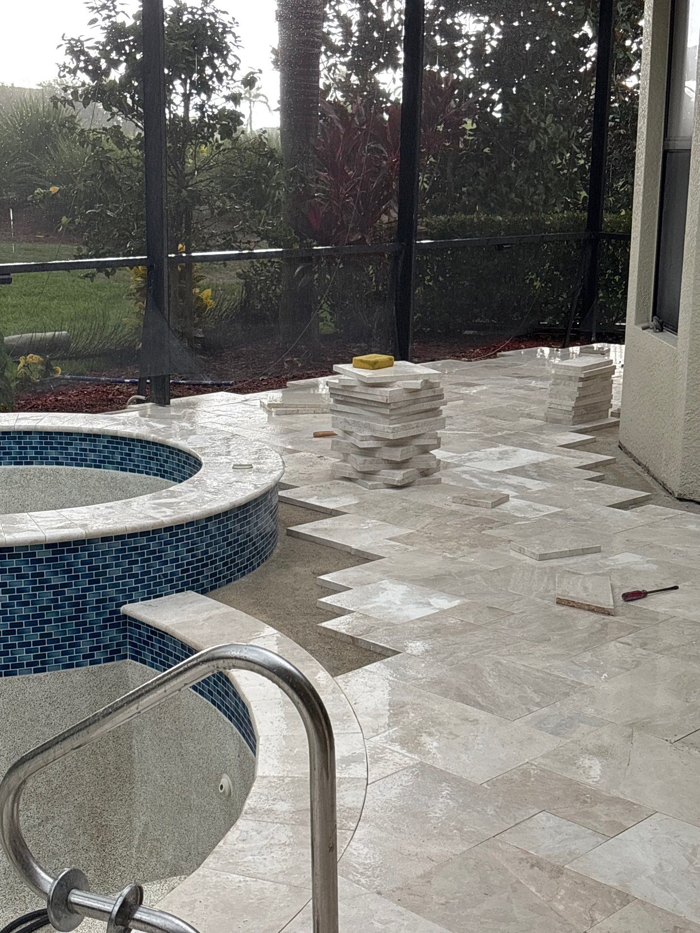 Textured Marble Pool Deck - Bonita National Golf & Country Club by Old Town Pavers Llc