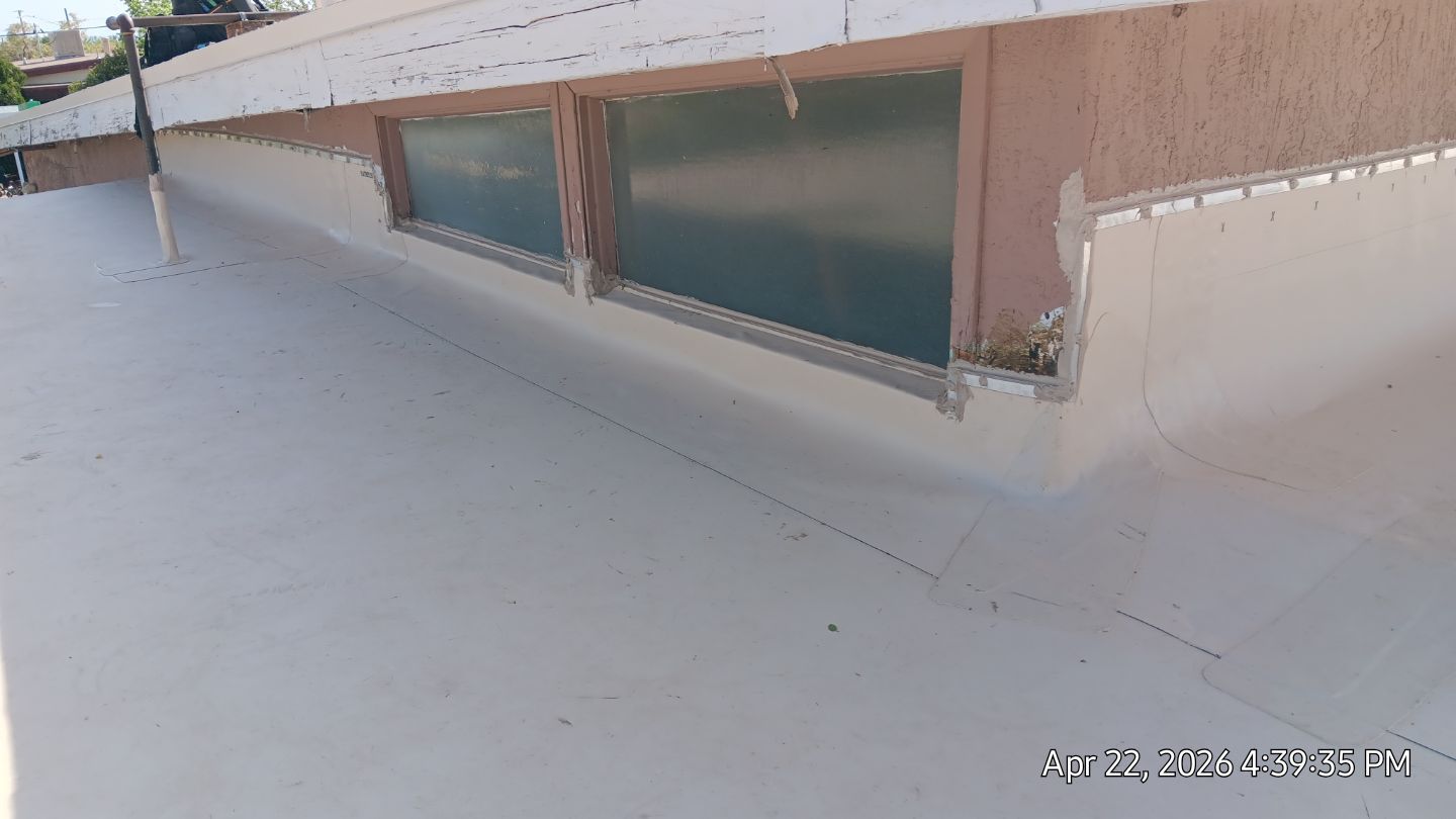 Residential TPO Roof Replacement and skylight replacement in Albuquerque by Doyle Roof Masters Inc