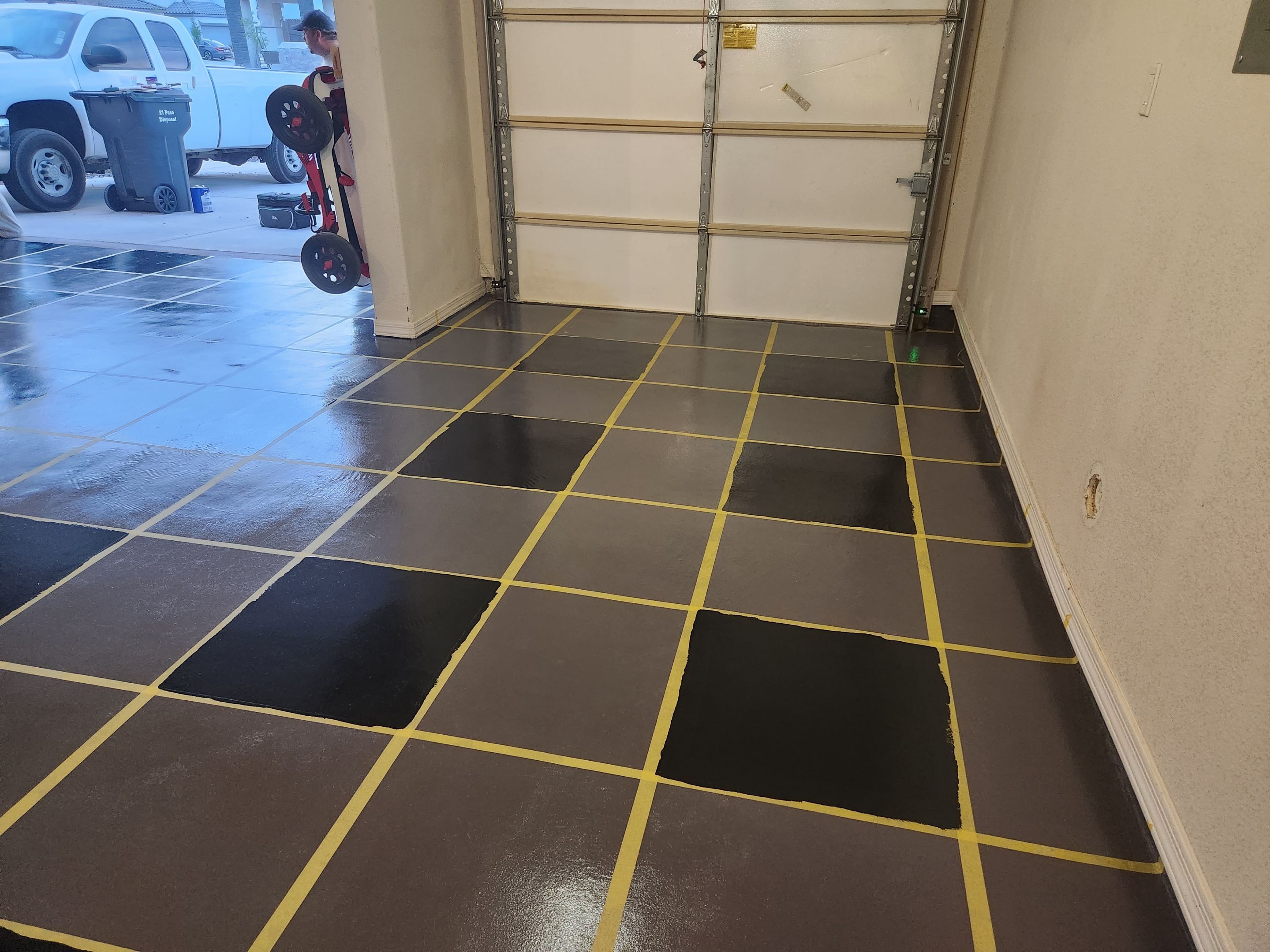 Checkered Garage Floor Coating by Regal Renovate