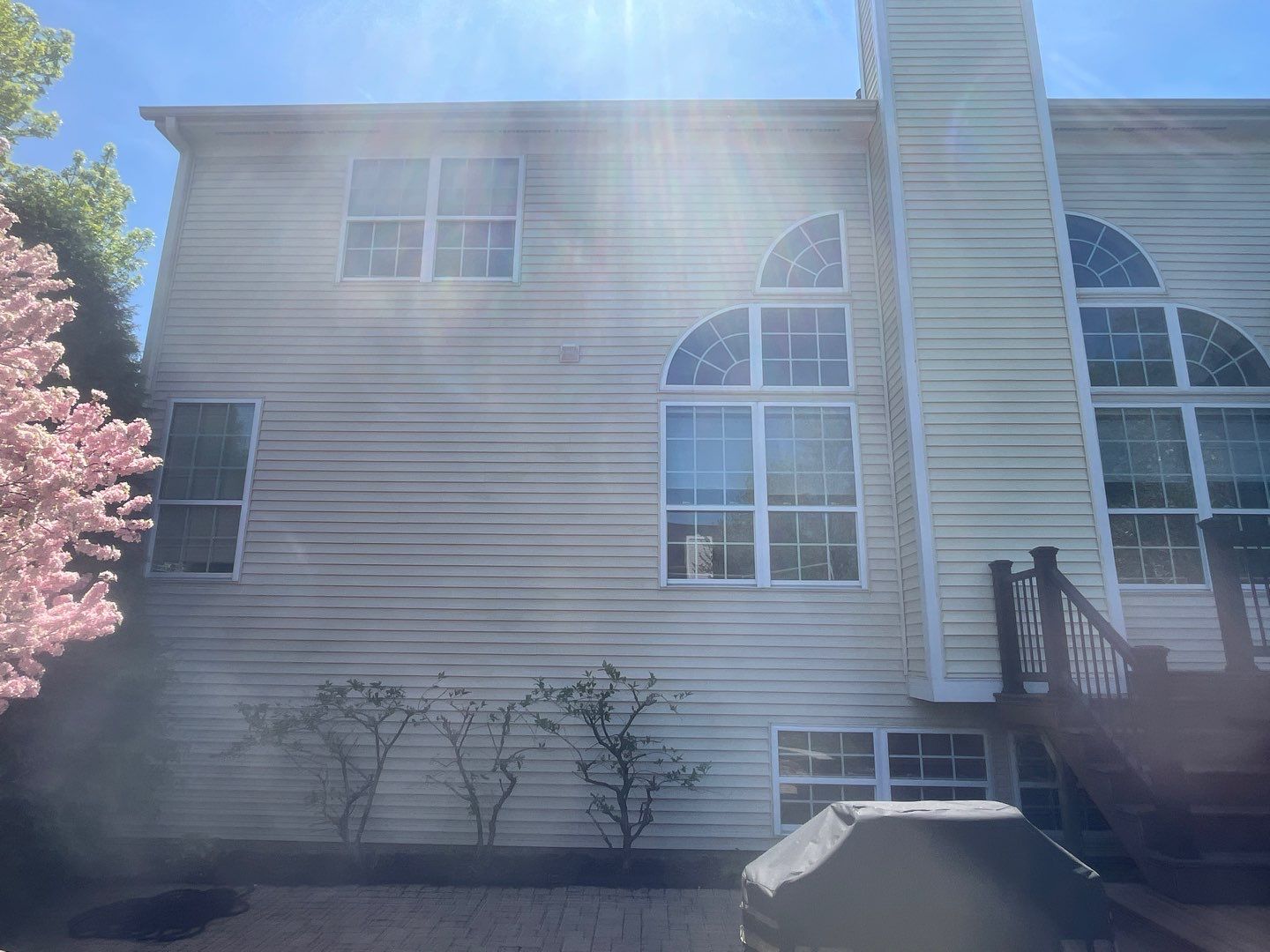 Housewashing  using Algaecide, soft wash soap by Northern Power Washing LLC.