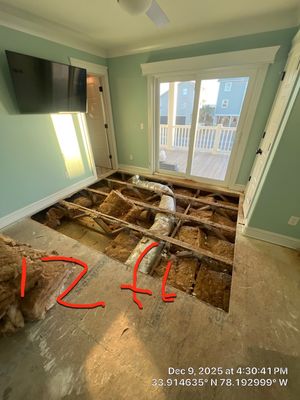 Caving Floor Structural Rot Damage Repair by Licensed General Contractor in Oak Island NC