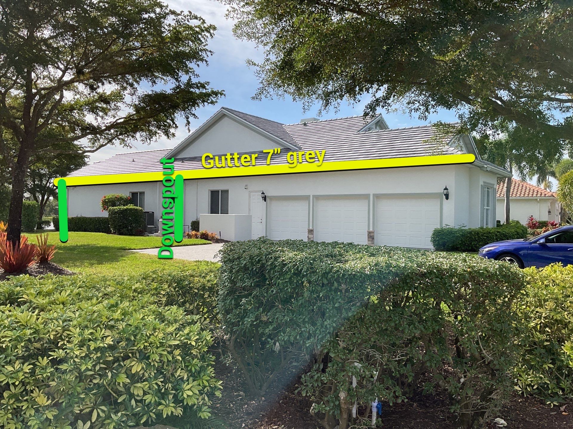 7-inch Grey Gutter Installation and White Downspouts in Fort Myers FL  by Gutter Professors