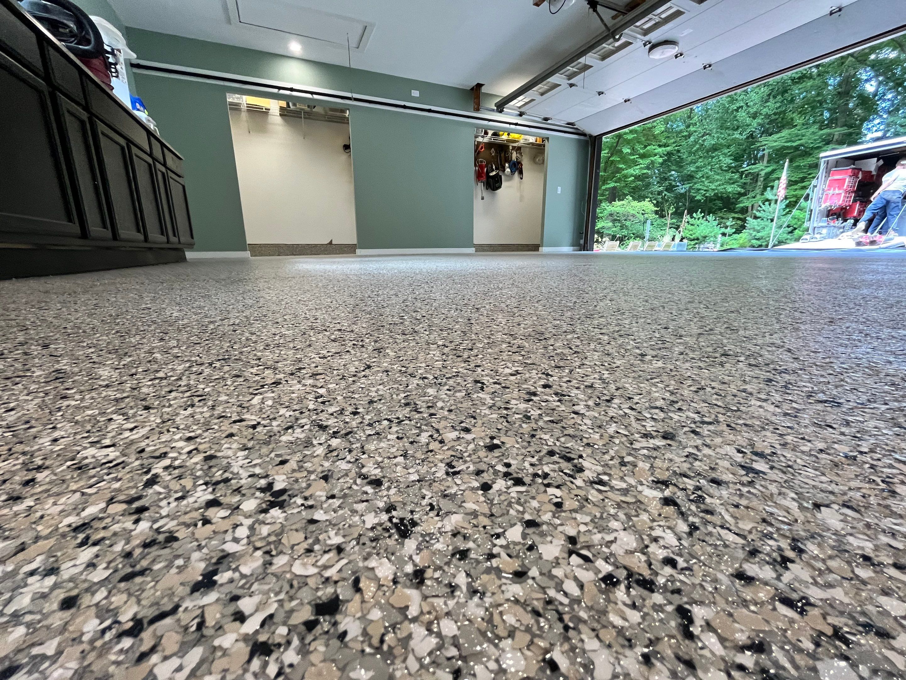 Cabin Fever Flake Garage Floor  by Level 10 Coatings