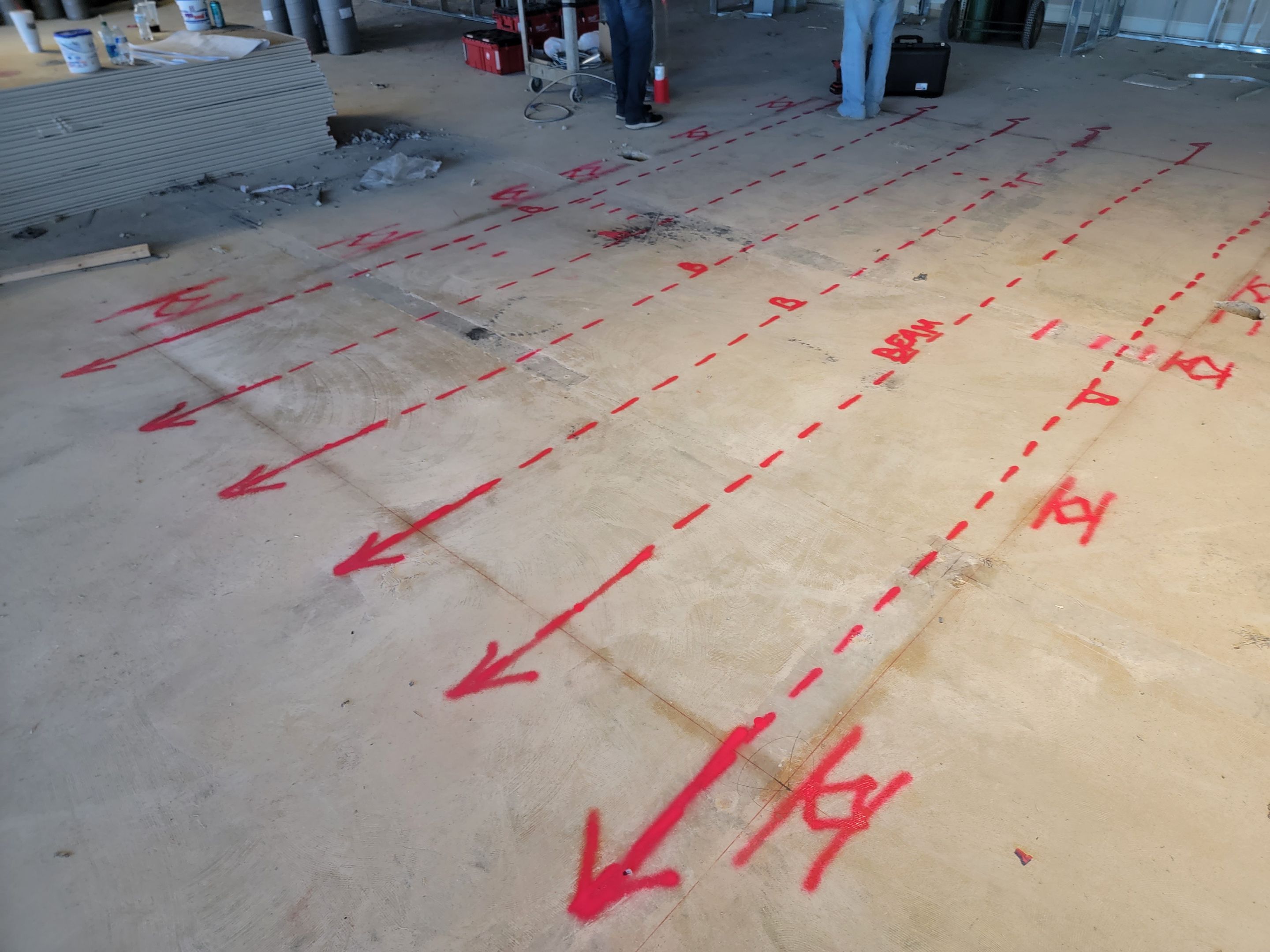 Opening up Elevated Floor for Stair Way install by Alsip Locating Service, LLC