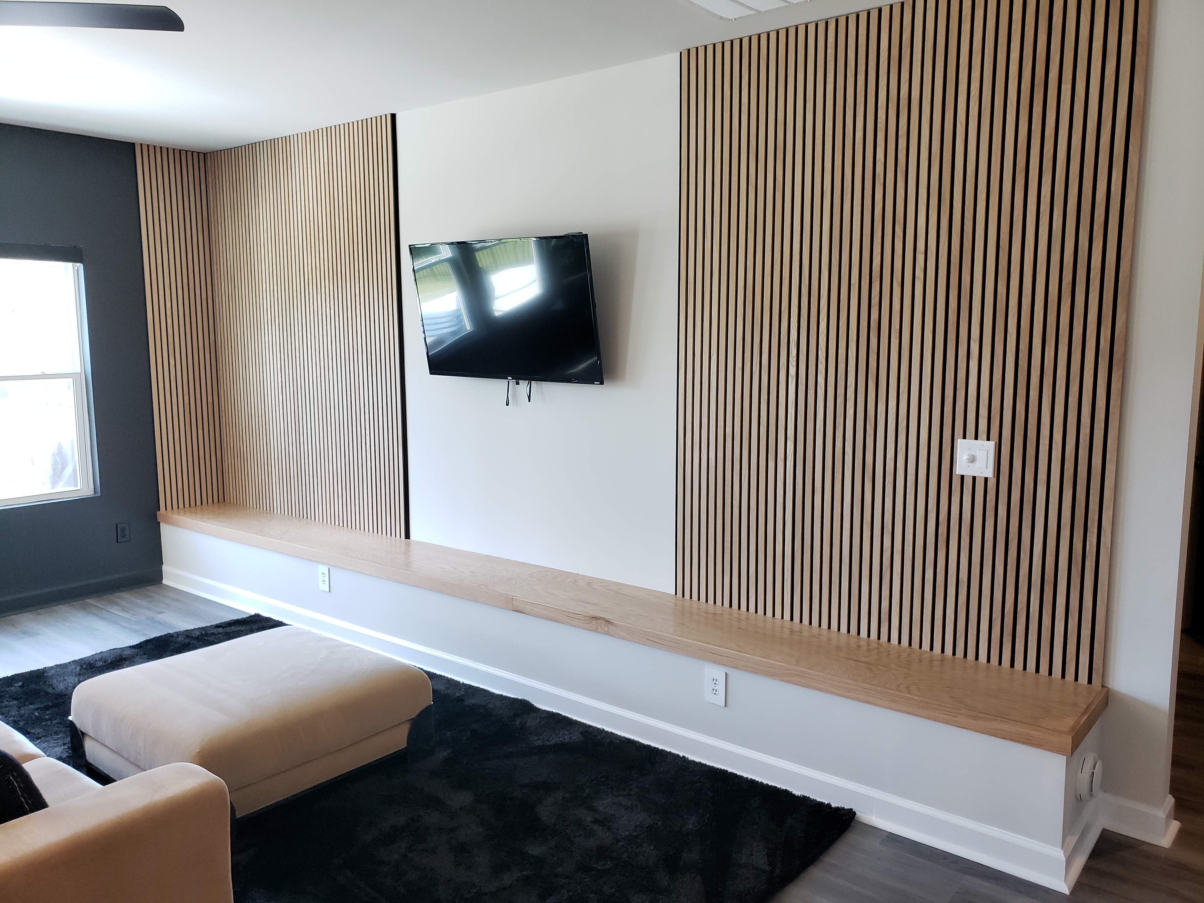 Custom Bench Build with Soundproofing Panels by A Step Above Handy LLC 