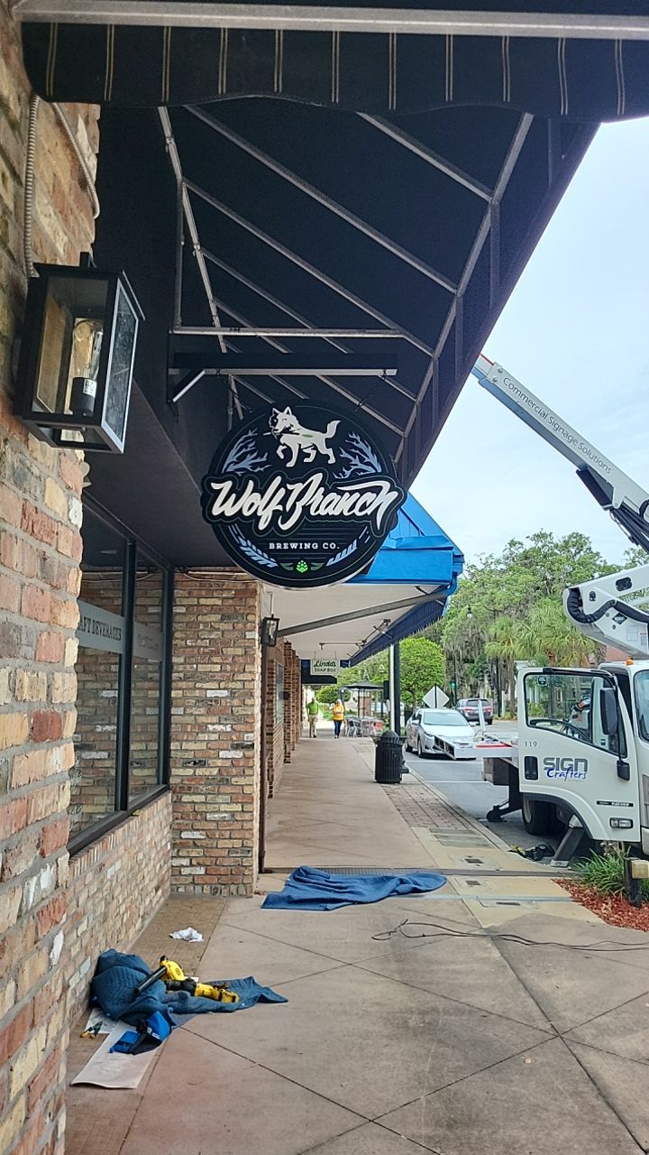 Channel Letters and Blade Sign for Wolf Branch Brewing by SignCrafters