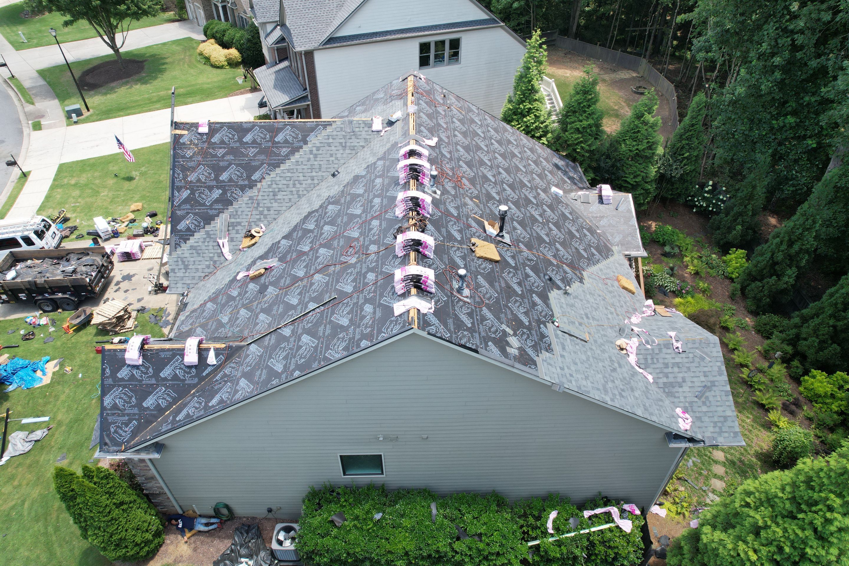 Residential Roofing Installation using Owens Corning Quary Gray by Inspector Roofing and Restoration