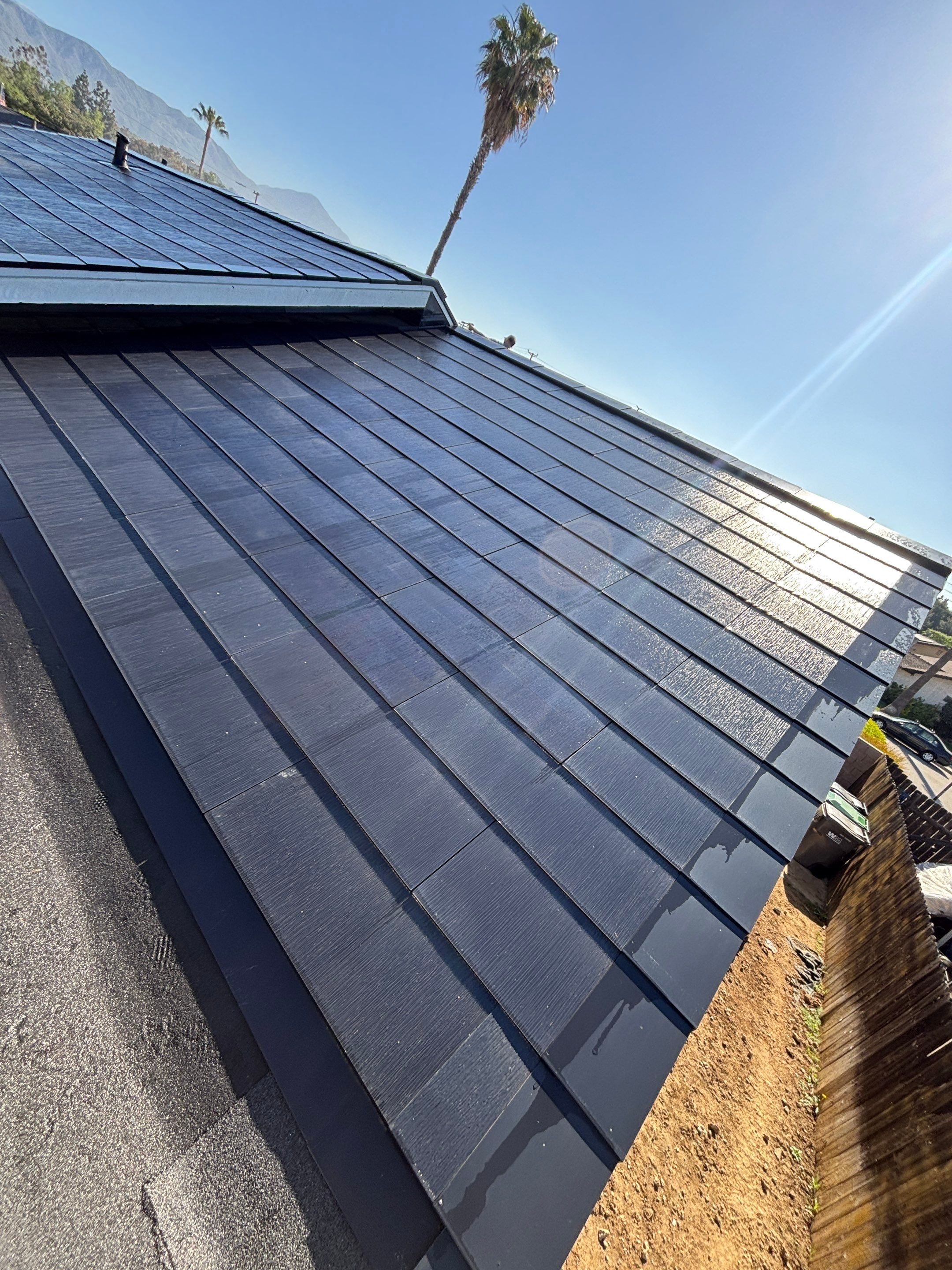 Tesla Roof Cleaning in La Verne Ca by Palm Coast Solar Cleaning