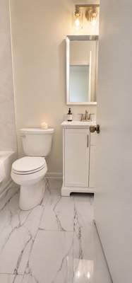 Bright Marble-Inspired Bathroom Remodel - Beltsville, MD