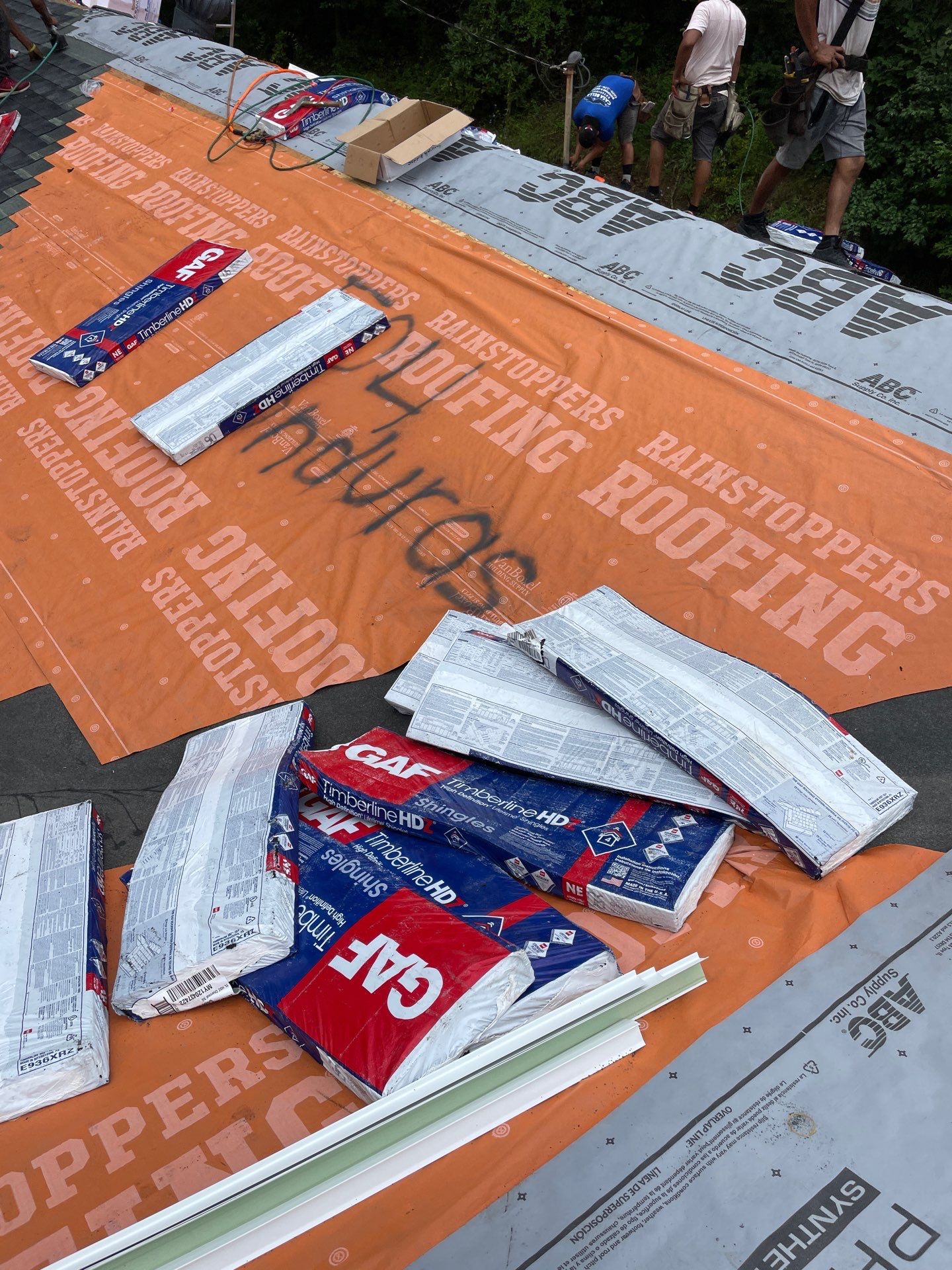 Residential Roofing Installation using GAF Timberline HDZ Charcoal by Rainstoppers Roofing