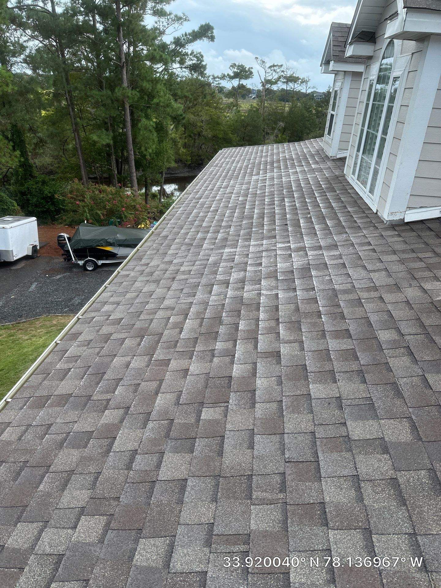 Oak Island Roof Replacement with CertainTeed Landmark Weathered Wood by RGR Construction and Roofing, LLC